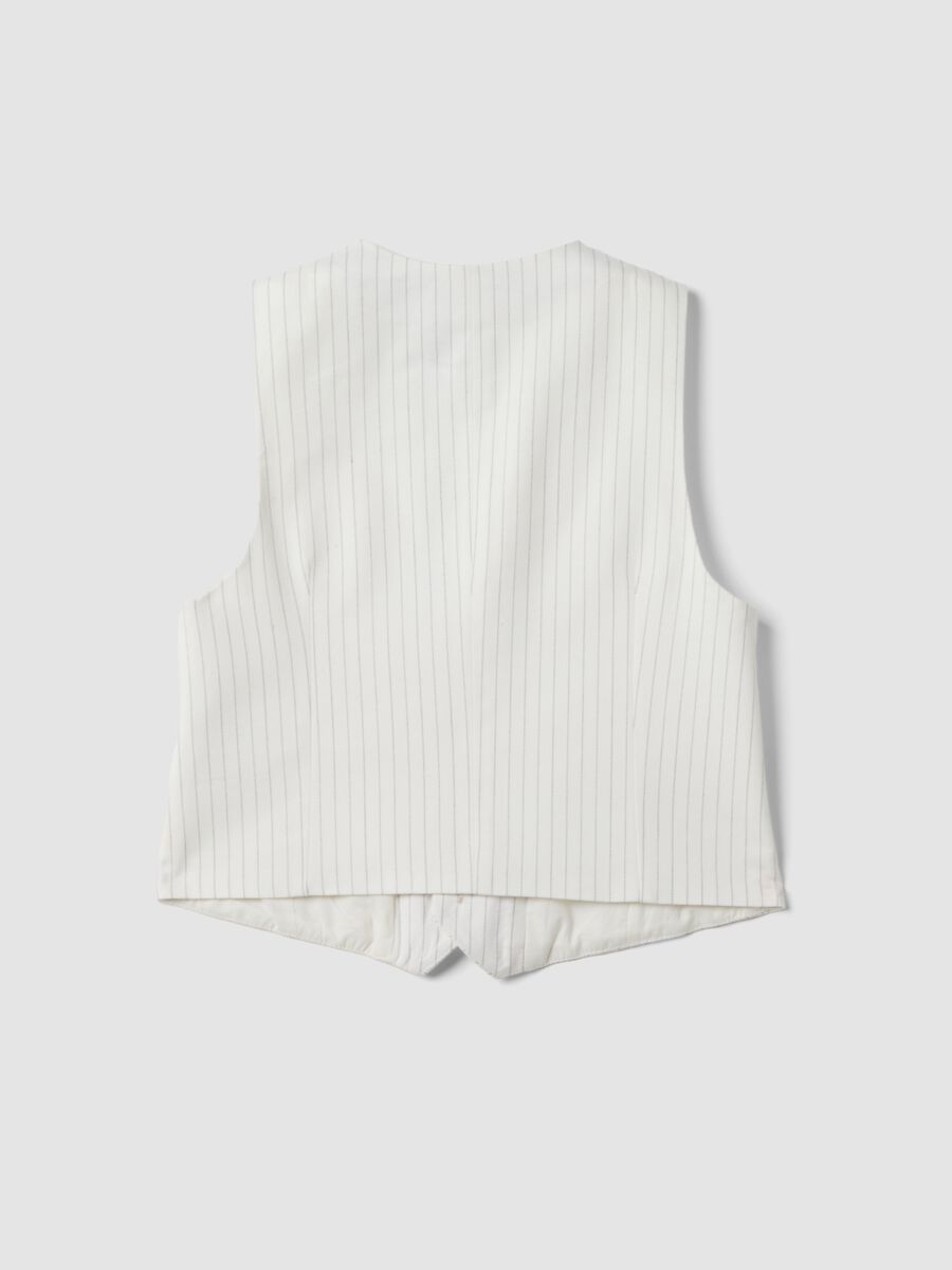 White pinstripe pure cotton waistcoat_1