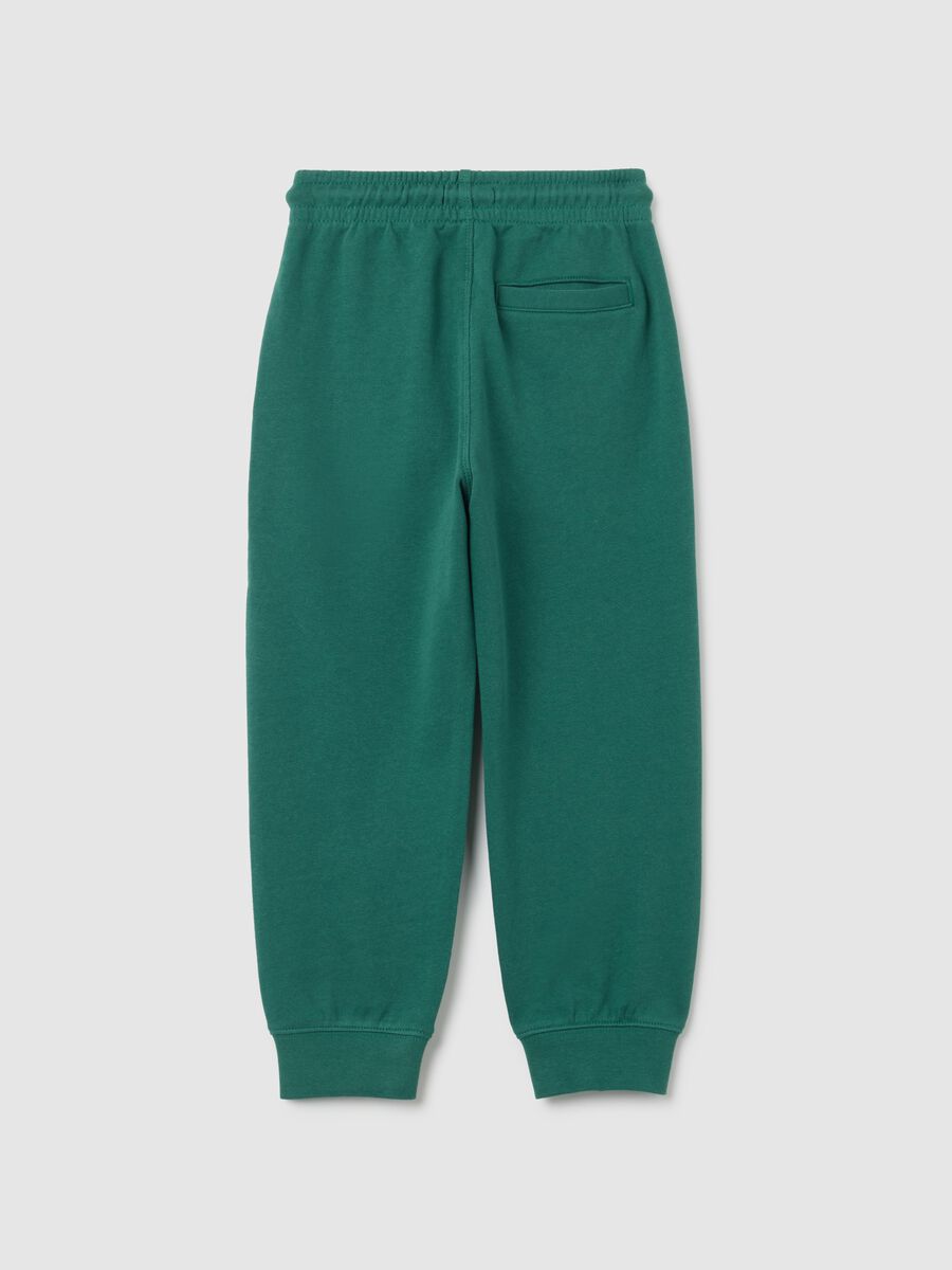 Jogger da bambino in puro cotone verde regular fit_1