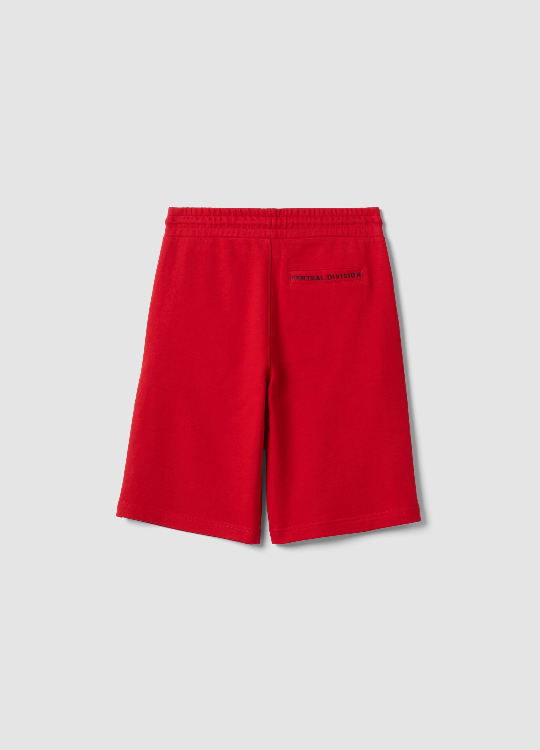 Regular-fit red cotton-blend shorts