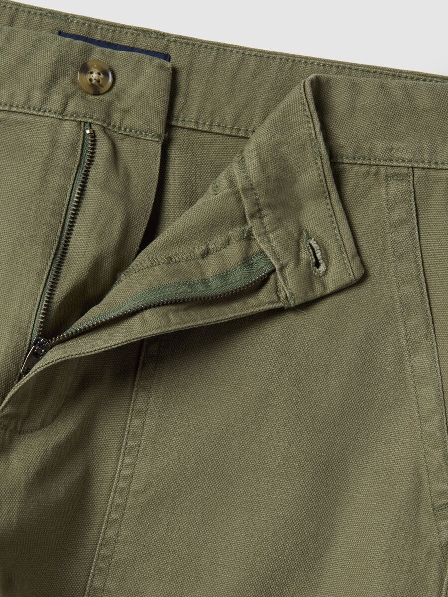 Pantaloni in cotone e lino verdi regular fit_5