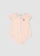 Pink pure-cotton baby girl bodysuit with collar and Minnie embroidery_0