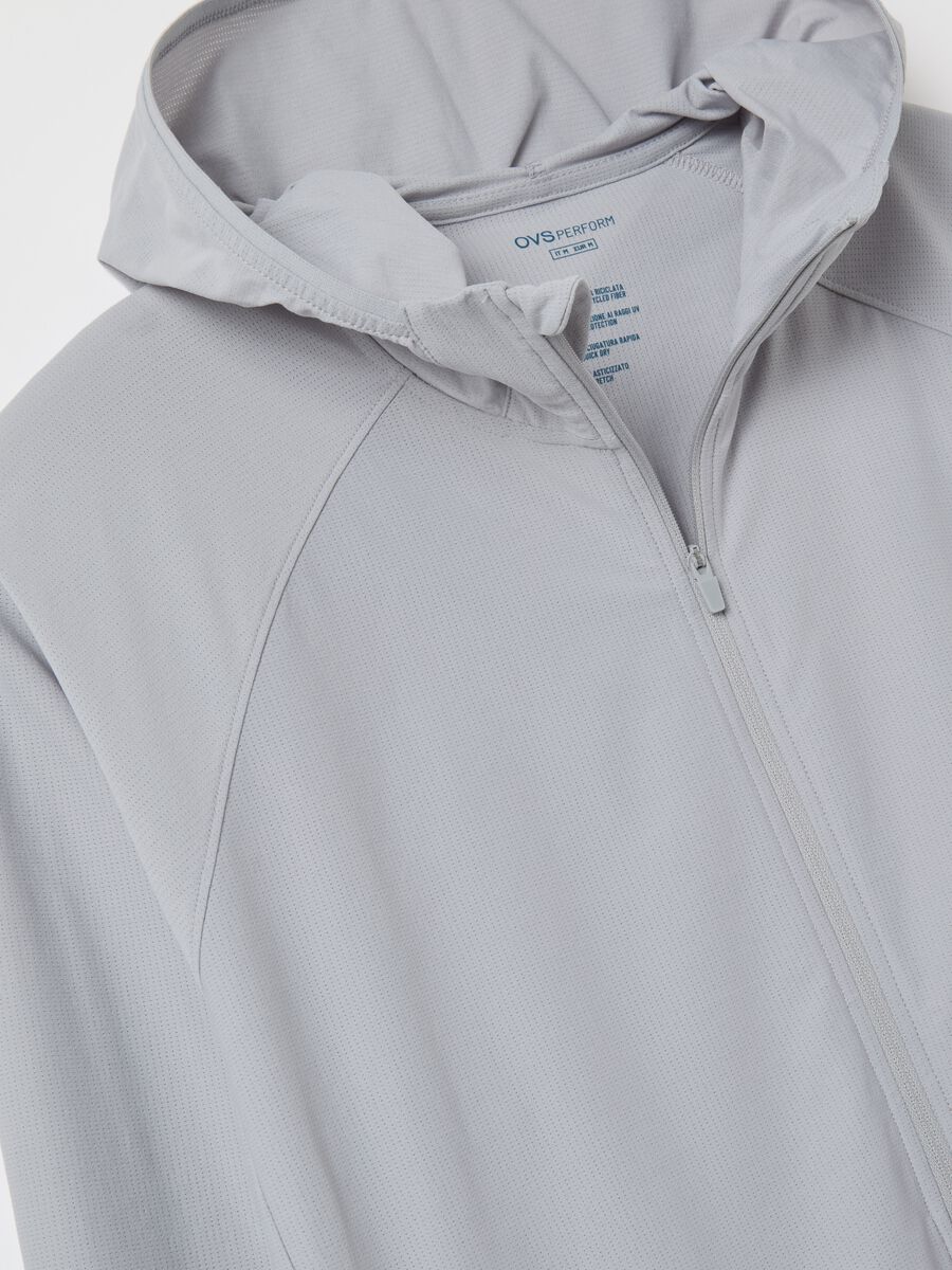 Full-zip sweatshirt in technical fabric with hood_5