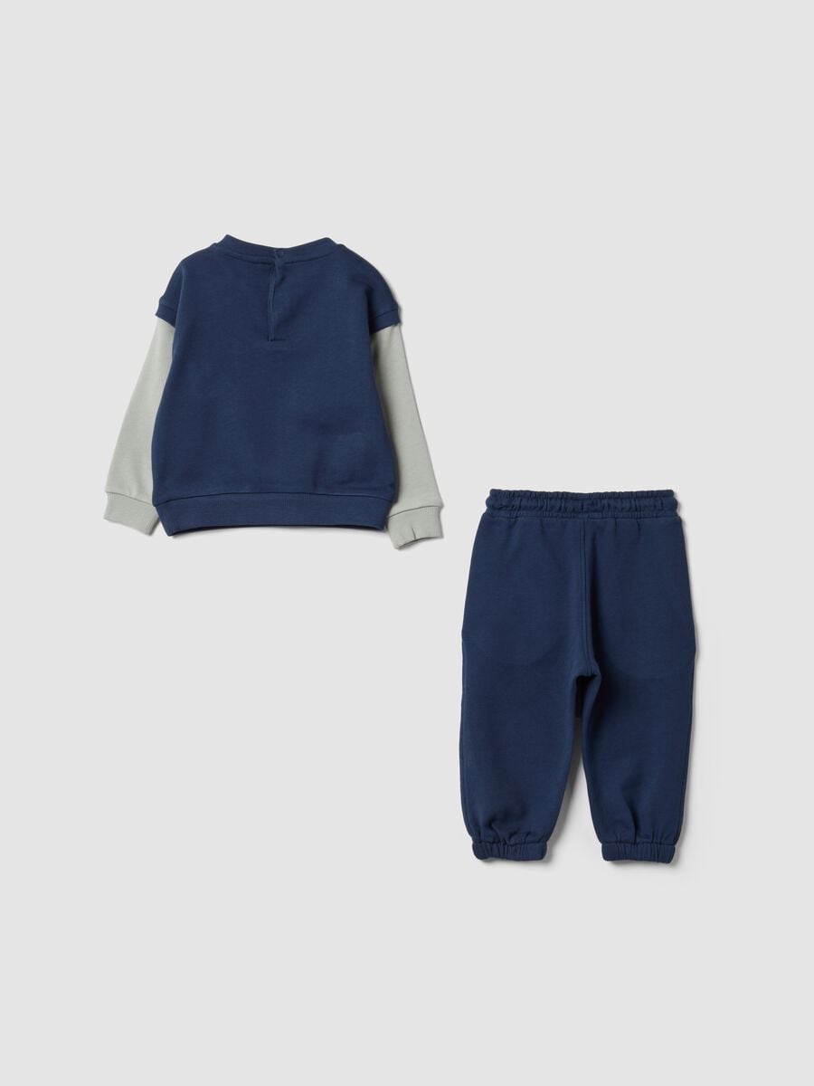 Completo jogging blu in puro cotone per bimbo con stampa skate_1