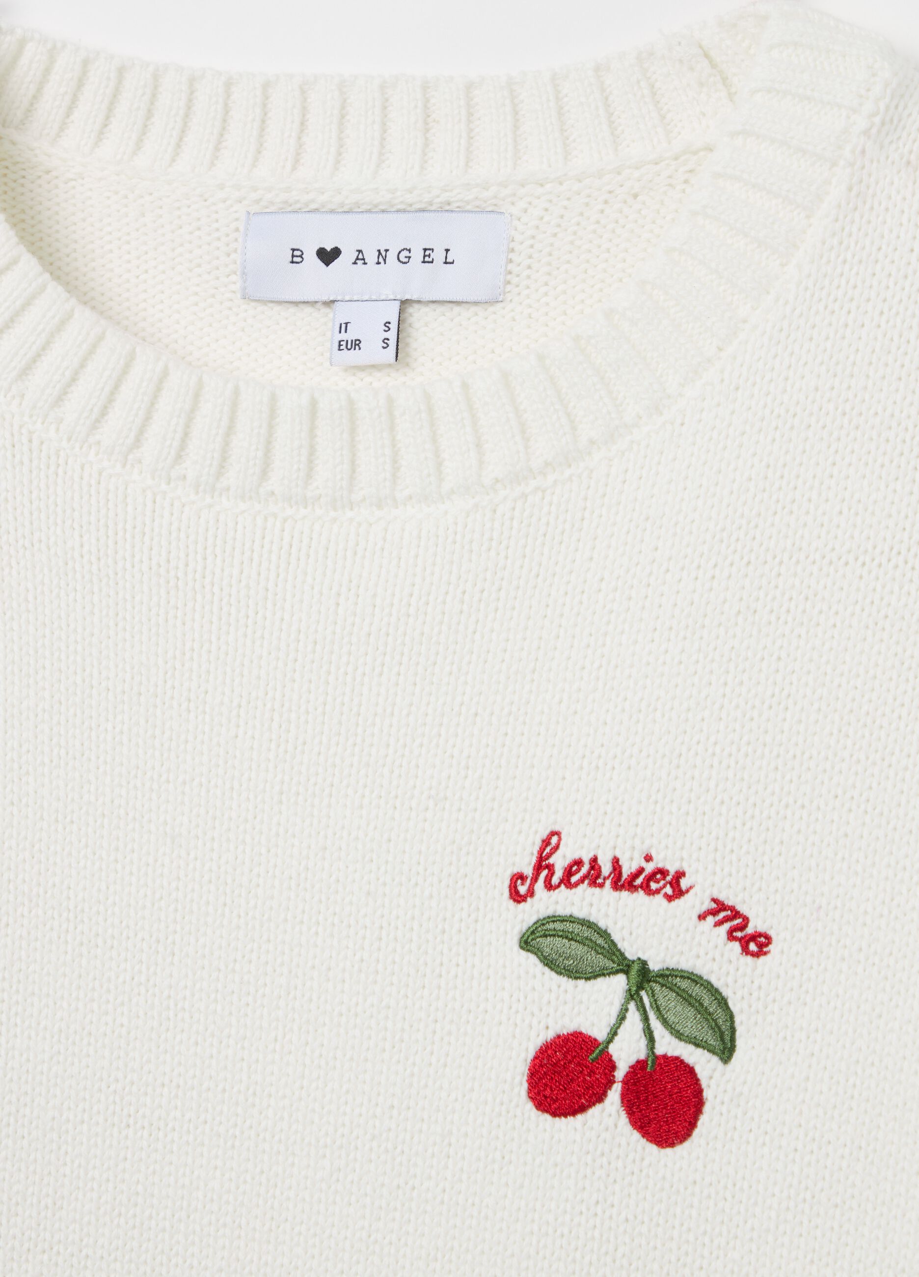 Pullover with cherries embroidery