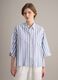 Multicolour striped viscose and linen-blend oversized shirt_0