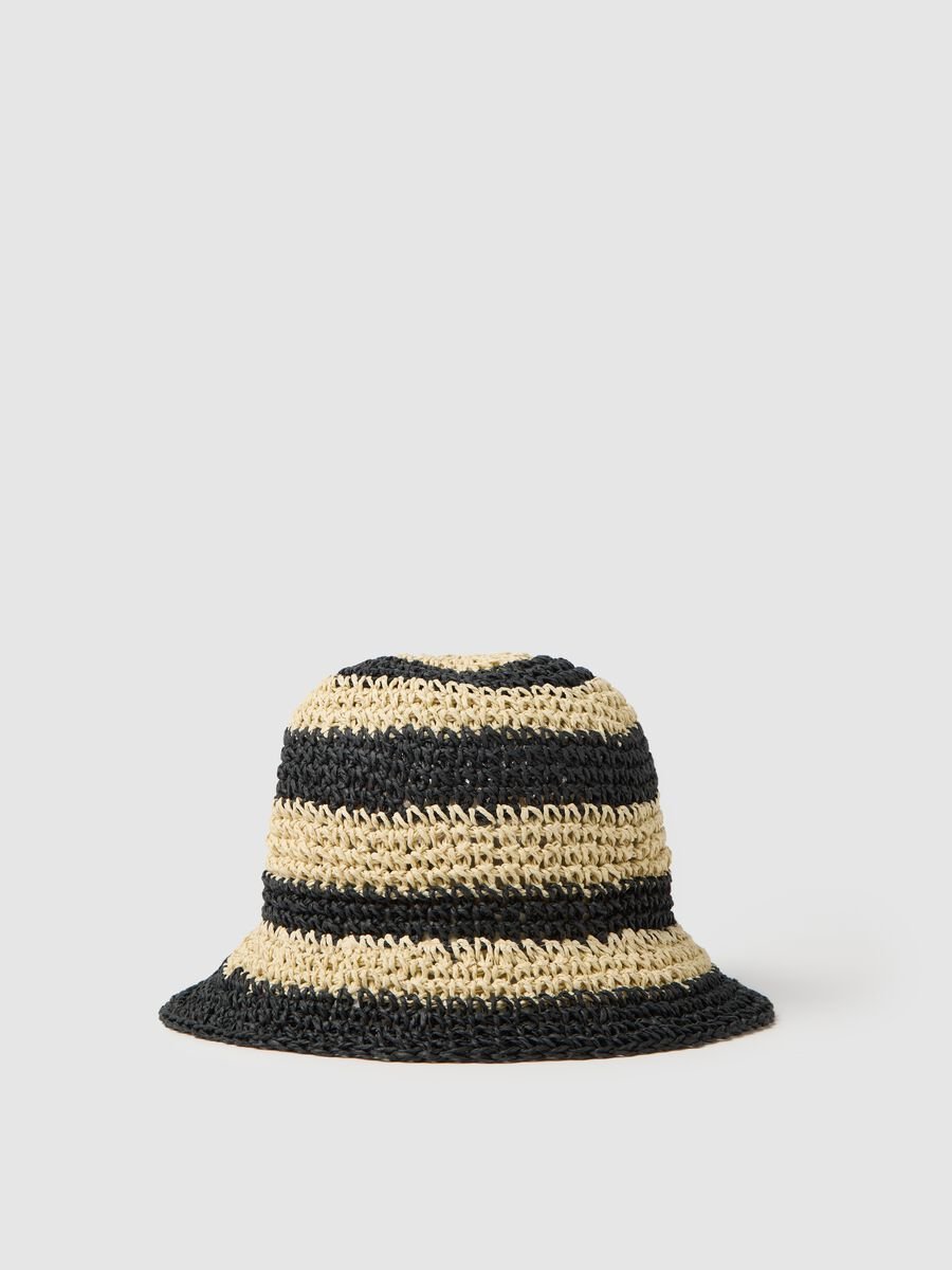 Striped Hat in Plomb Paper Fabric_0