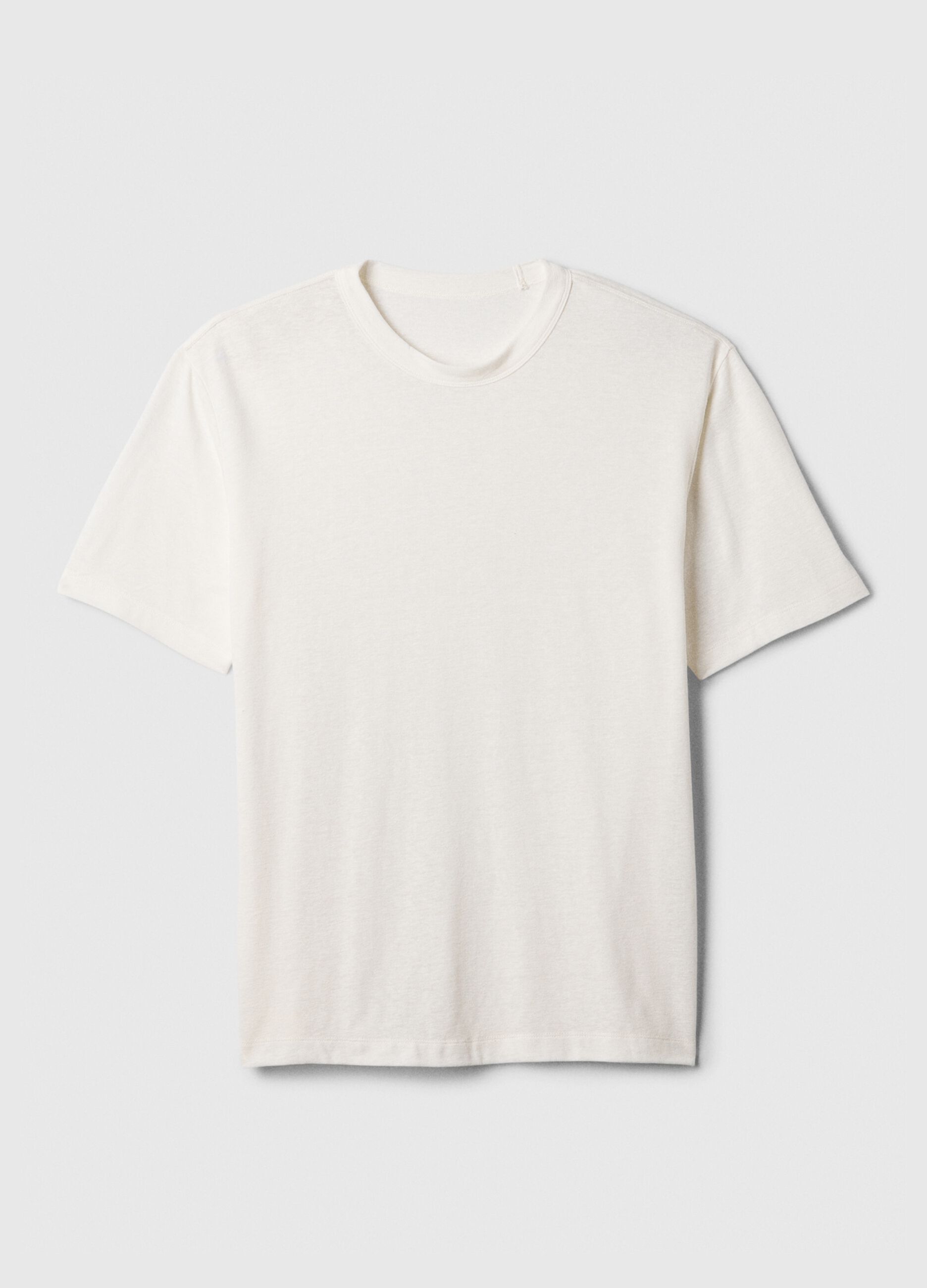 T-shirt with round neck in linen blend