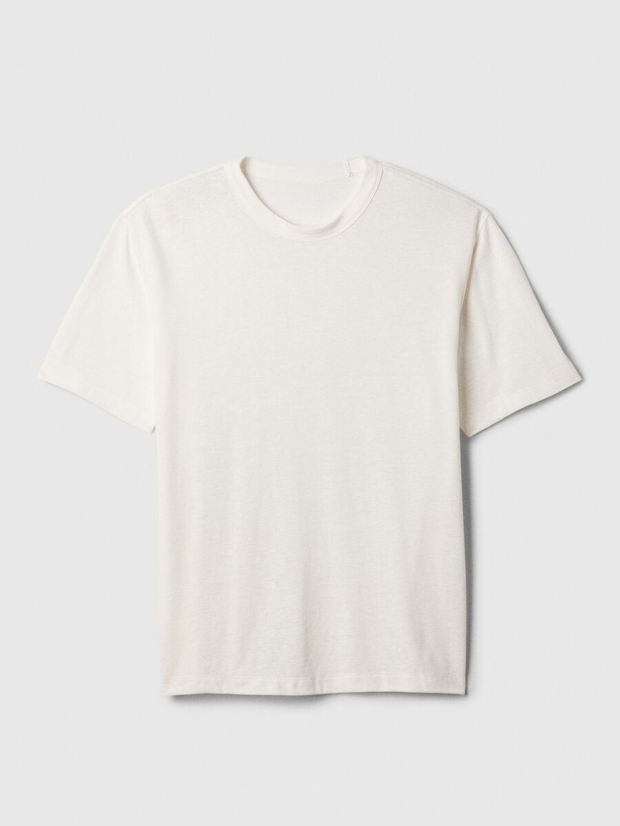 T-shirt with round neck in linen blend_3
