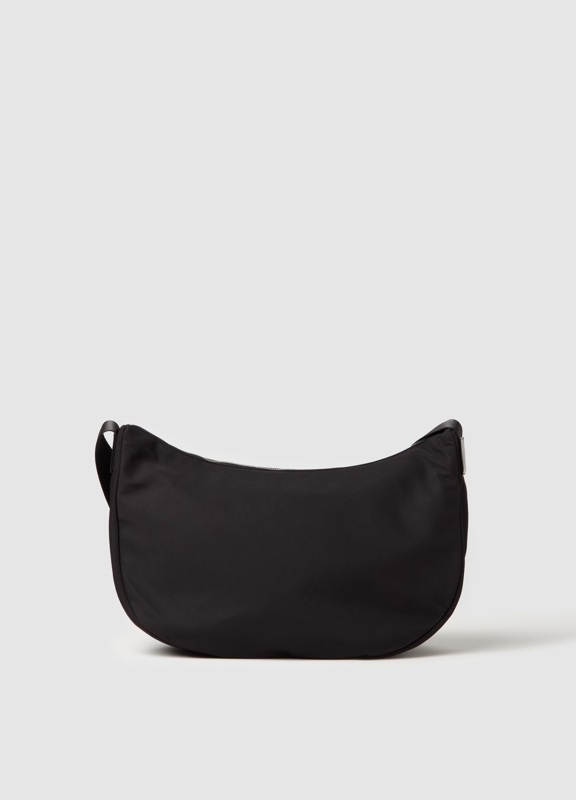 Contemporary half-moon bag with shoulder strap