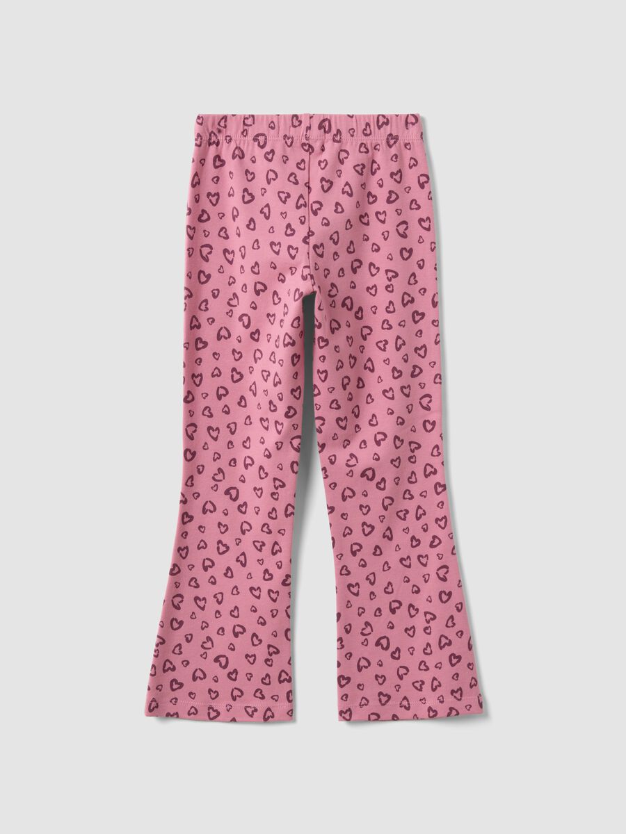 Girls&rsquo; pink organic cotton skinny leggings with heart print_1