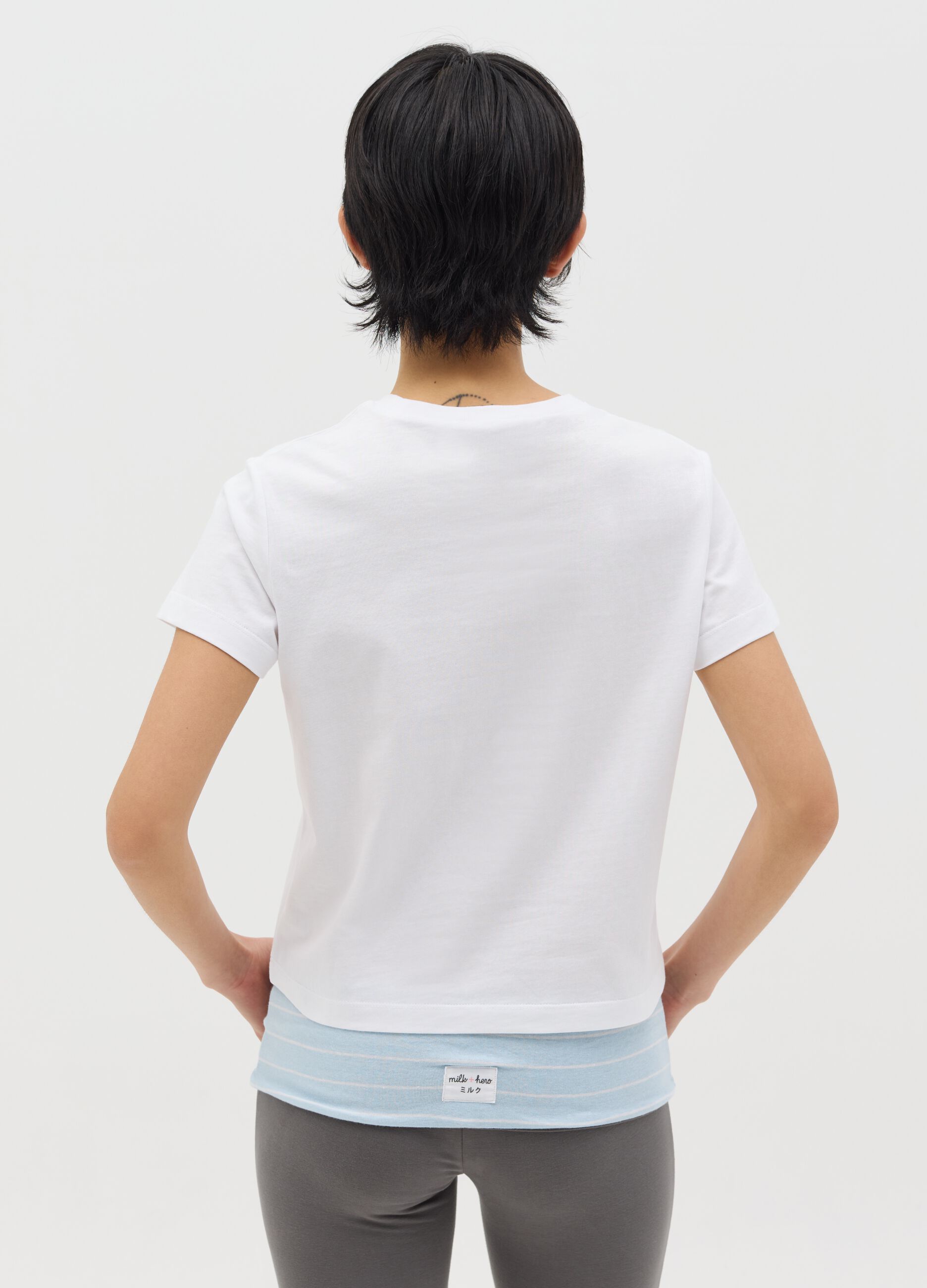 White boxy-fit T-shirt in cotton