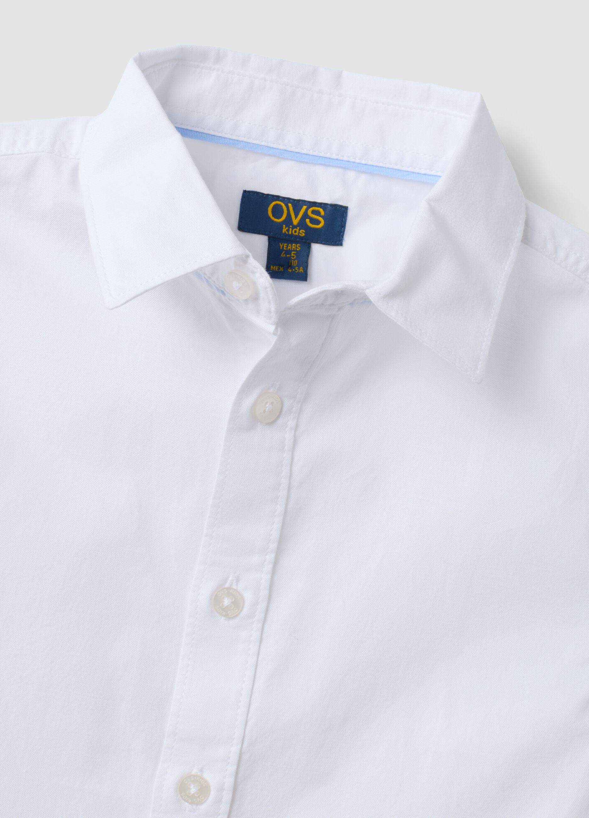 Camicia oxford bianca in puro cotone con colletto classico per bambino