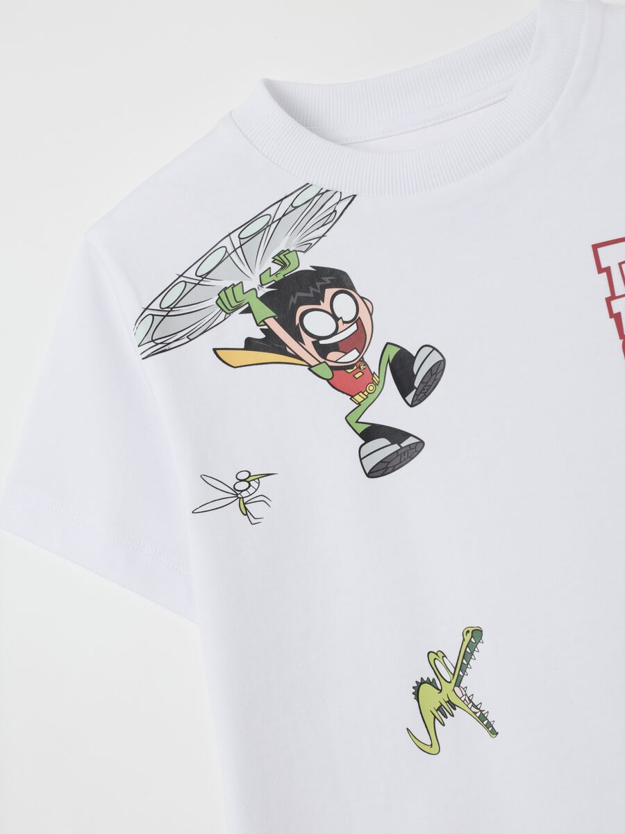 Kids white pure cotton T-shirt regular fit with Teen Titans Go print_2