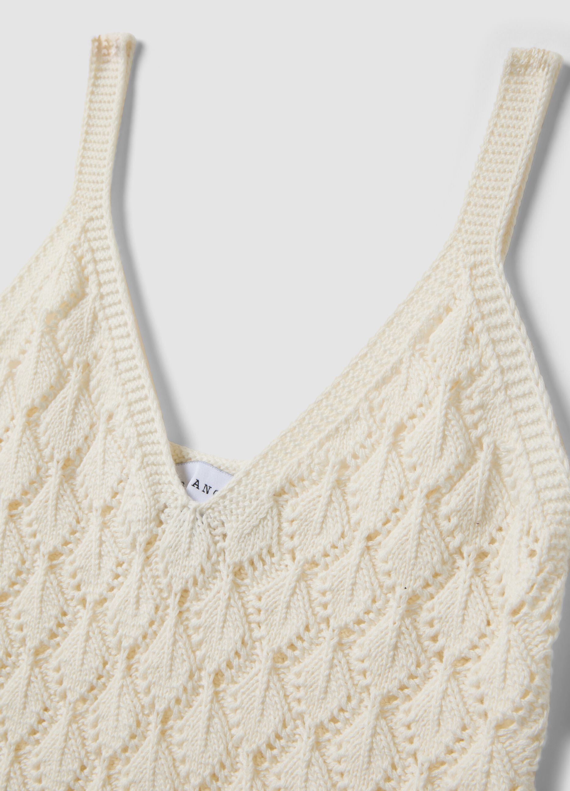 Gilet bianco in crochet di puro cotone regular fit