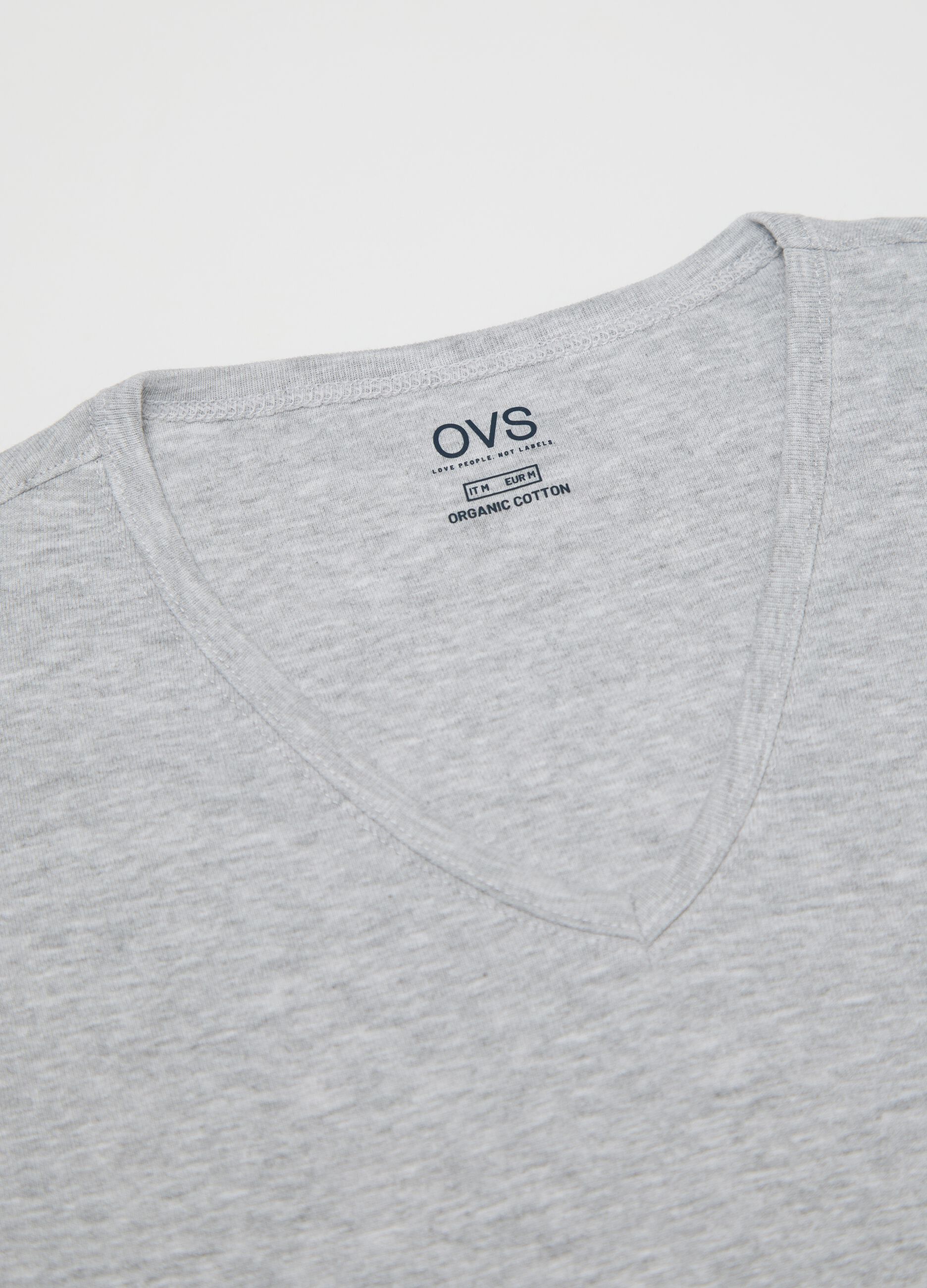 Grey vest in cotton with V neck
