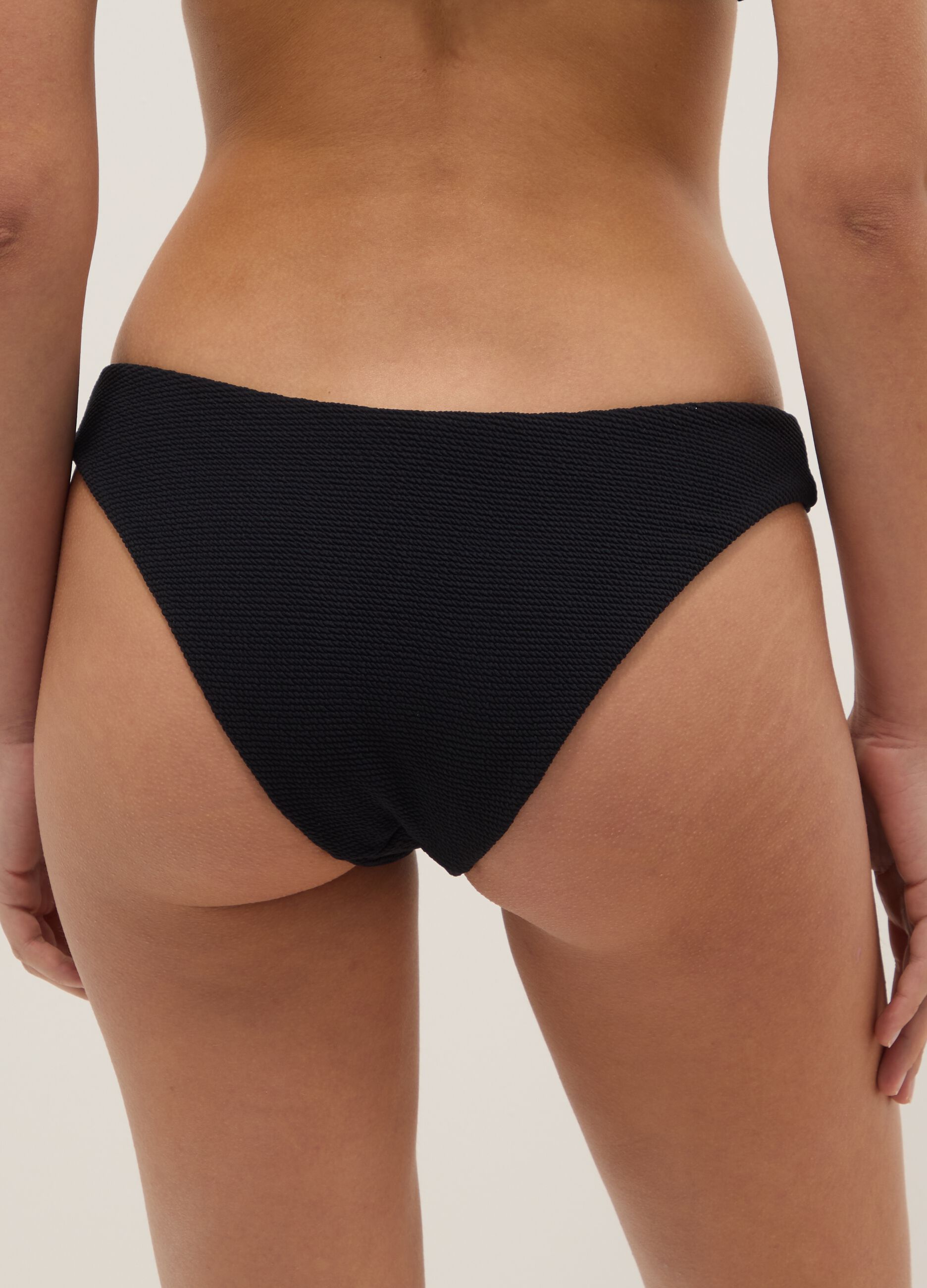 Black stretch-fabric bikini bottoms