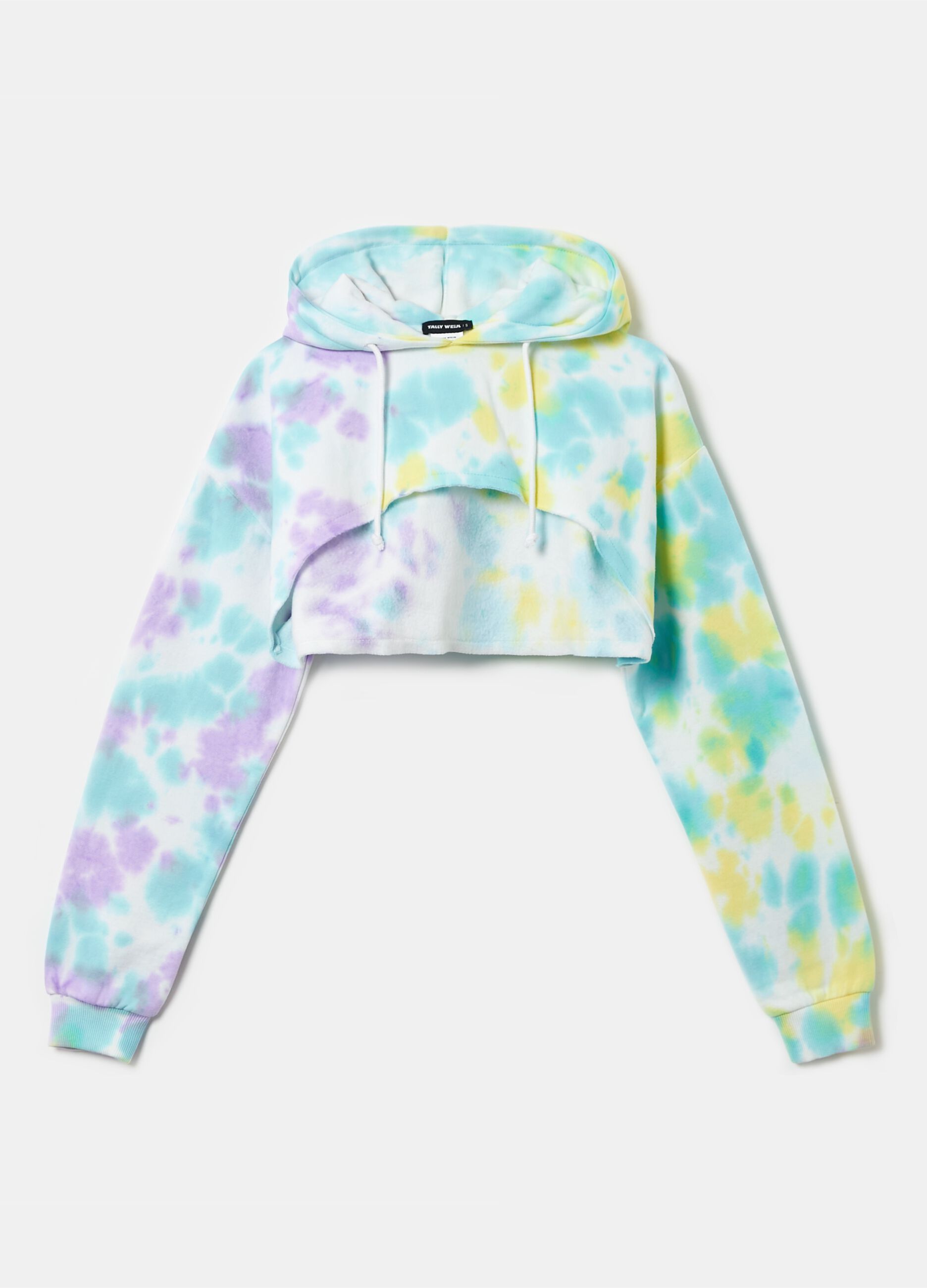 Felpa cropped con stampa Tie Dye_3