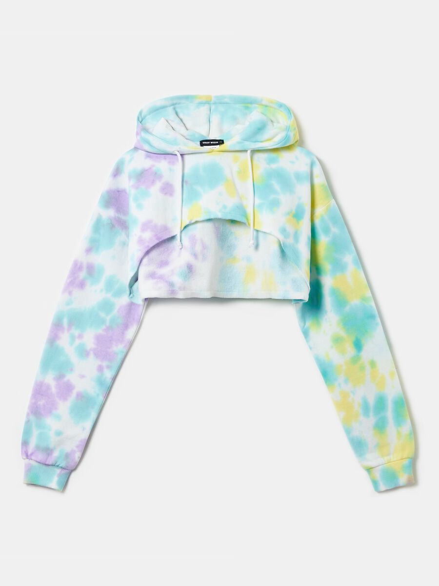 Felpa cropped con stampa Tie Dye_3