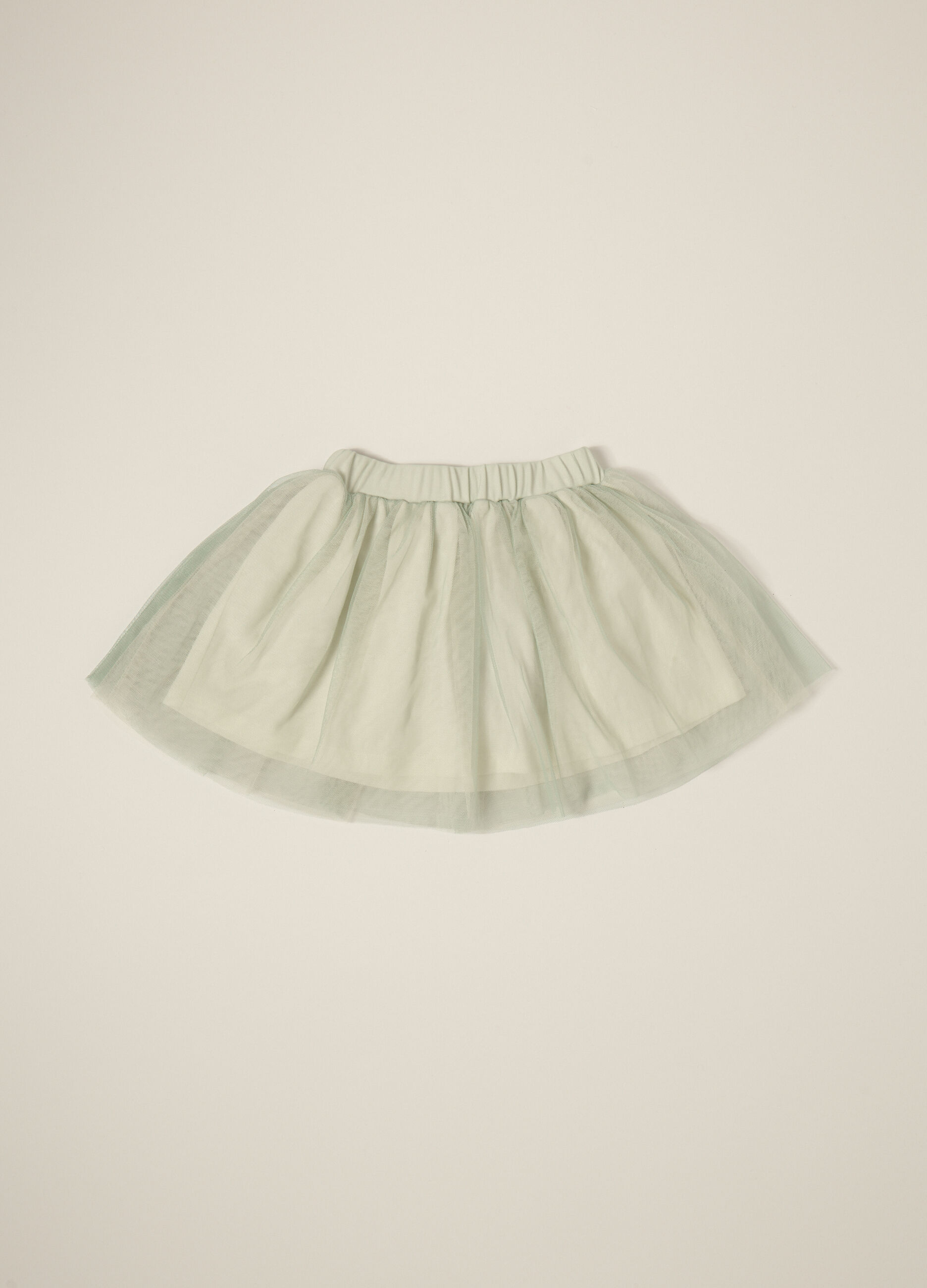 Light Green Cotton Skirt with Tulle