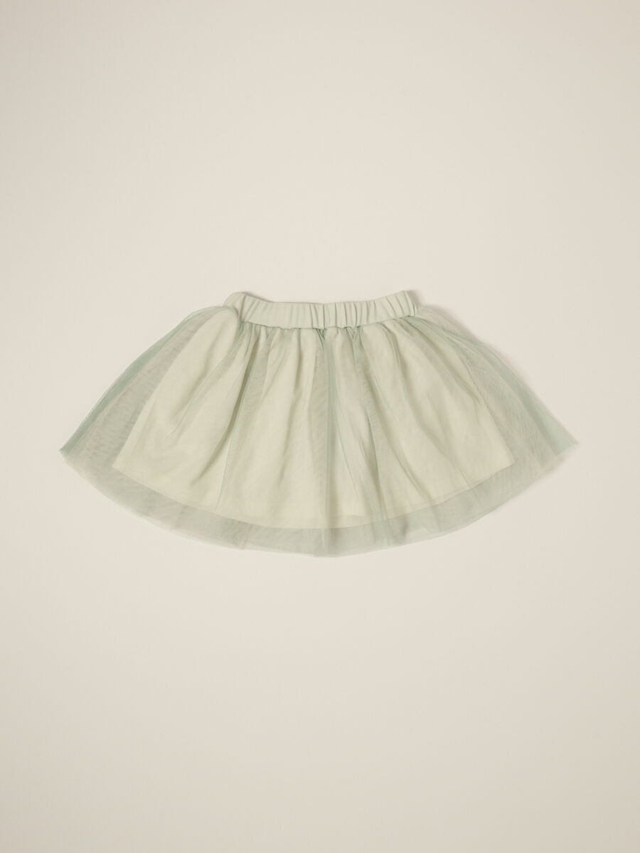 Light Green Cotton Skirt with Tulle_0