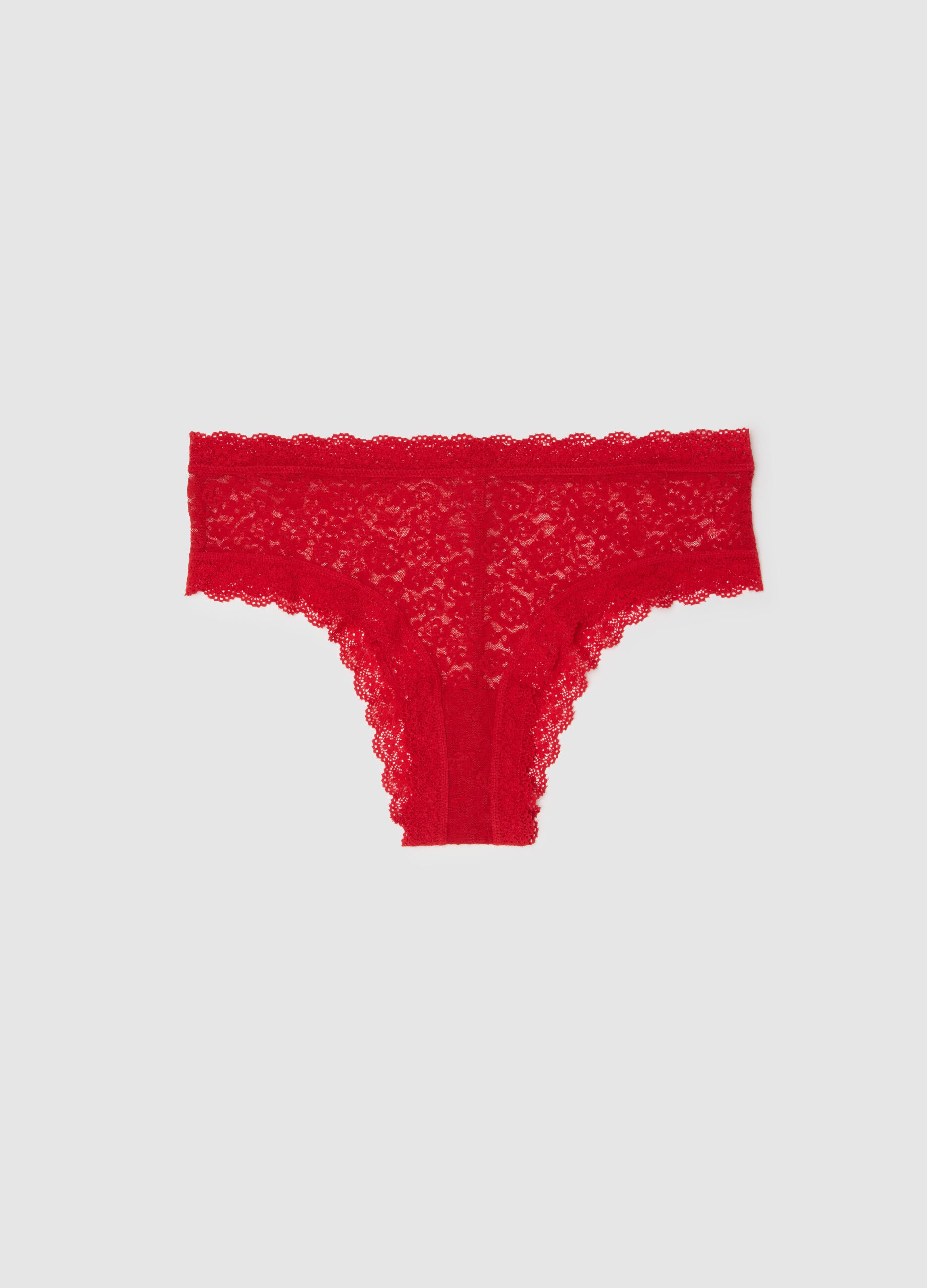 Red Stretch Lace Briefs