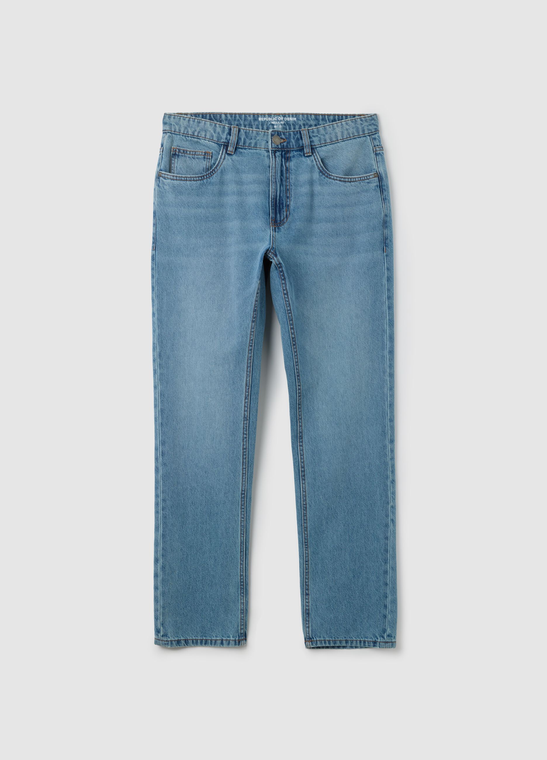 Men's pure cotton blue regular fit jeans