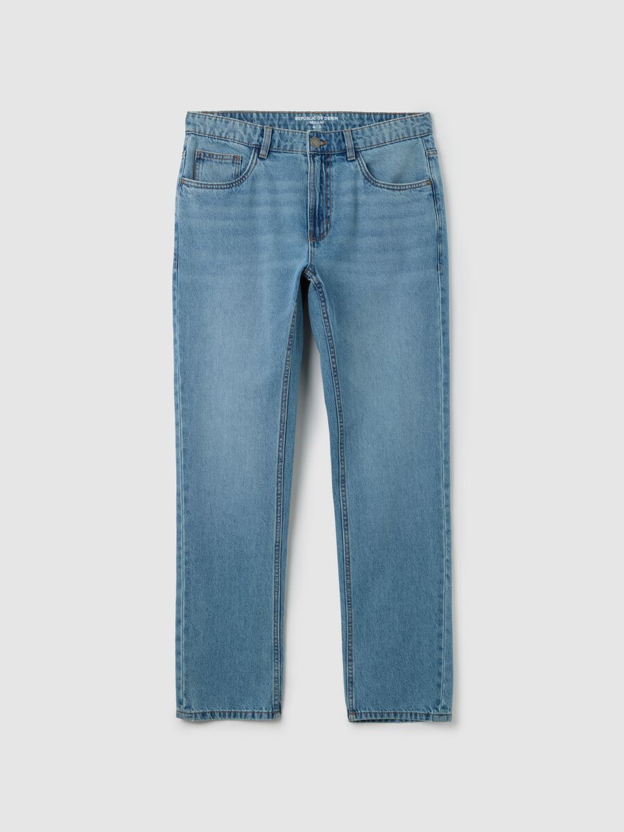 Men's pure cotton blue regular fit jeans_4