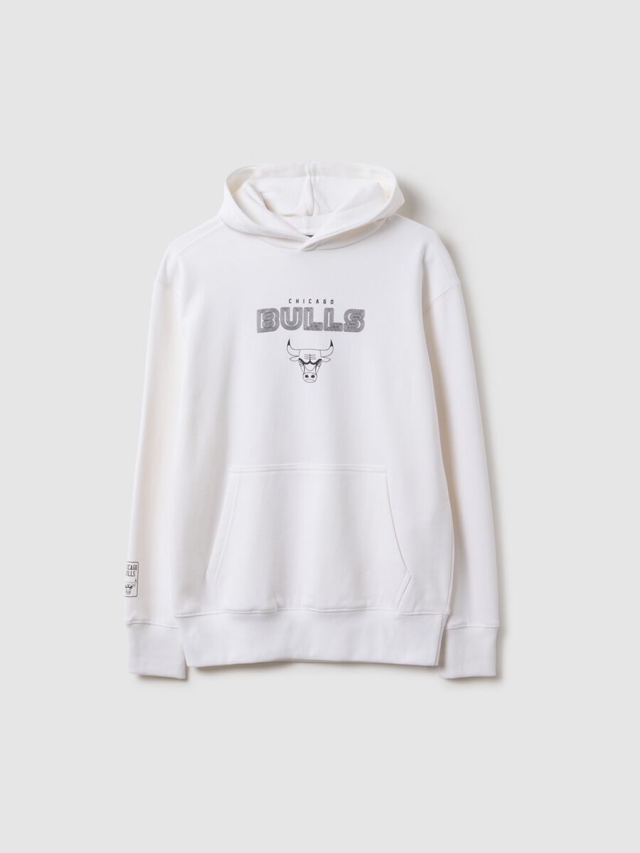 White cotton-blend kids' sweatshirt regular fit with Bulls print_0