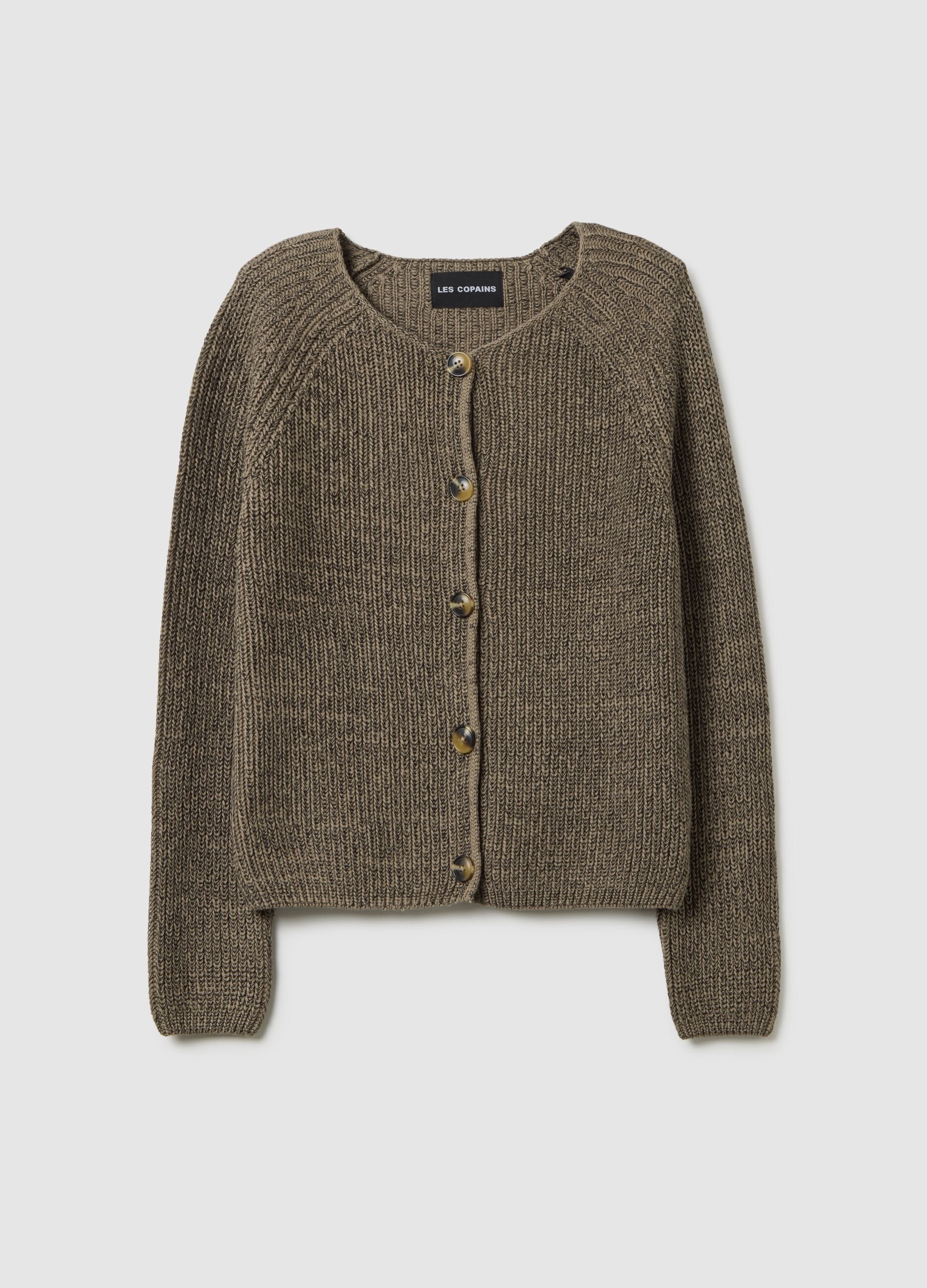Cardigan in puro cotone marrone regular fit