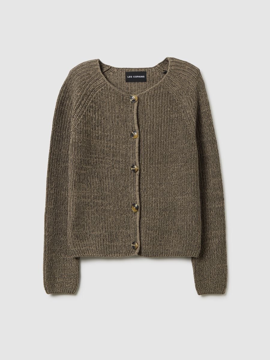 Cardigan in puro cotone marrone regular fit_0