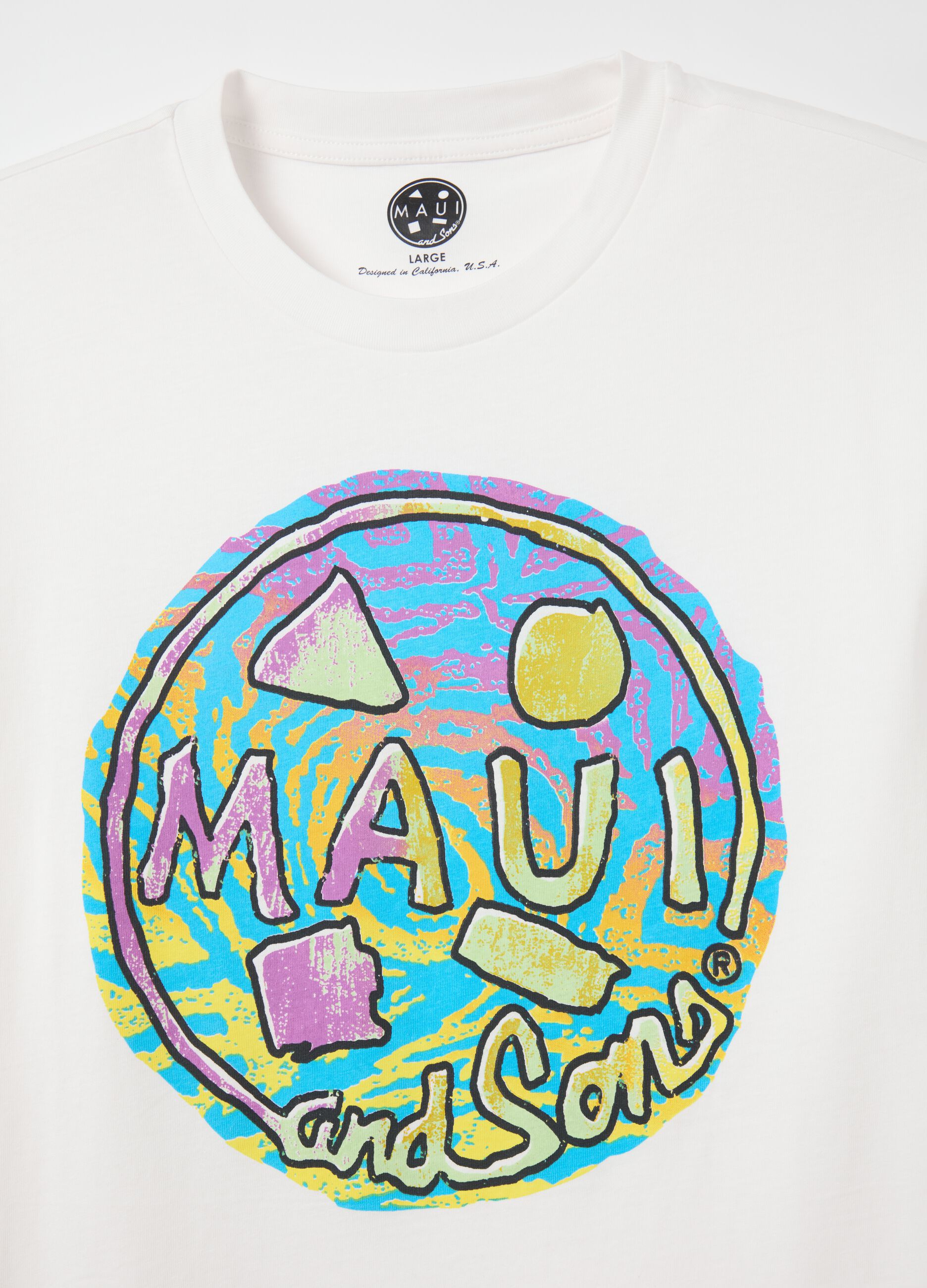 White T-shirt with Maui and Sons logo