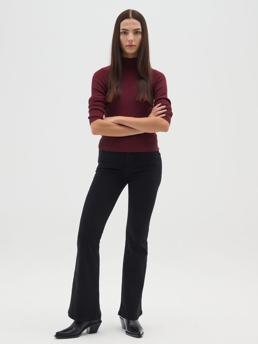 Burgundy High Neck Fitted Sweater_1