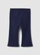 Pantaloni flare blu in cotone organico elasticizzato per bimba_1