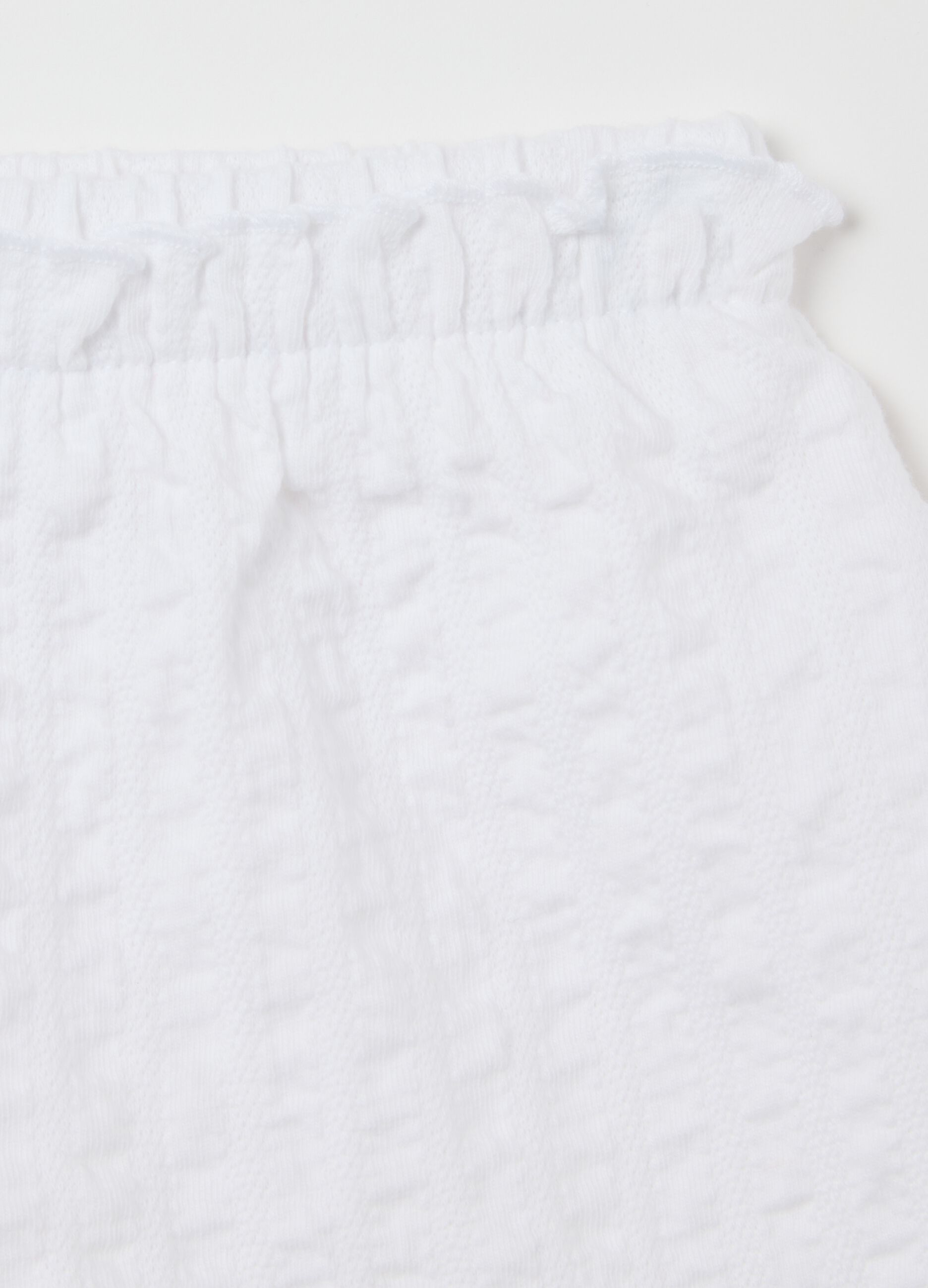 Shorts da bambina in cotone elasticizzato bianco regular fit