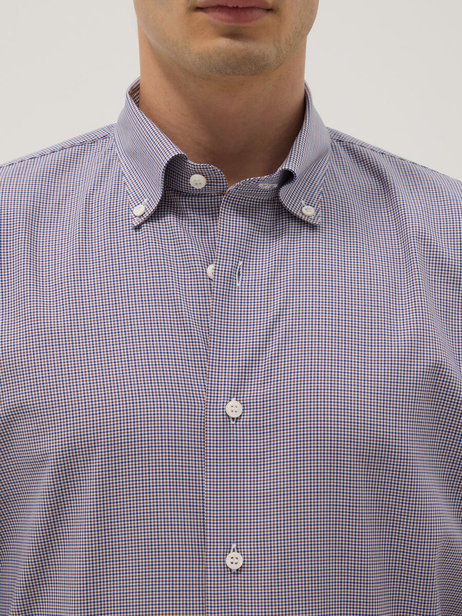 Grey pure cotton micro-check regular fit shirt_2
