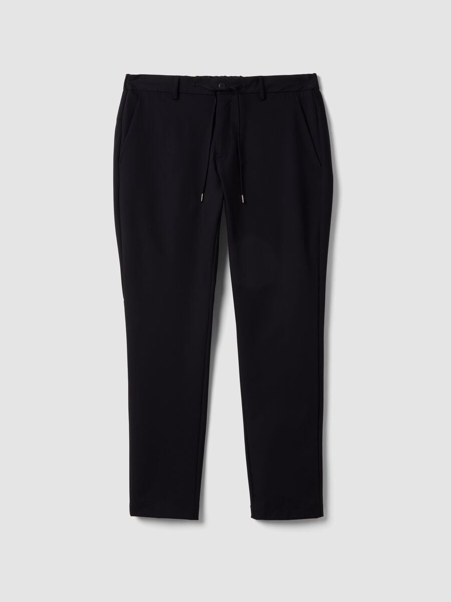 Pantaloni chino neri in tessuto elasticizzato carrot fit_4