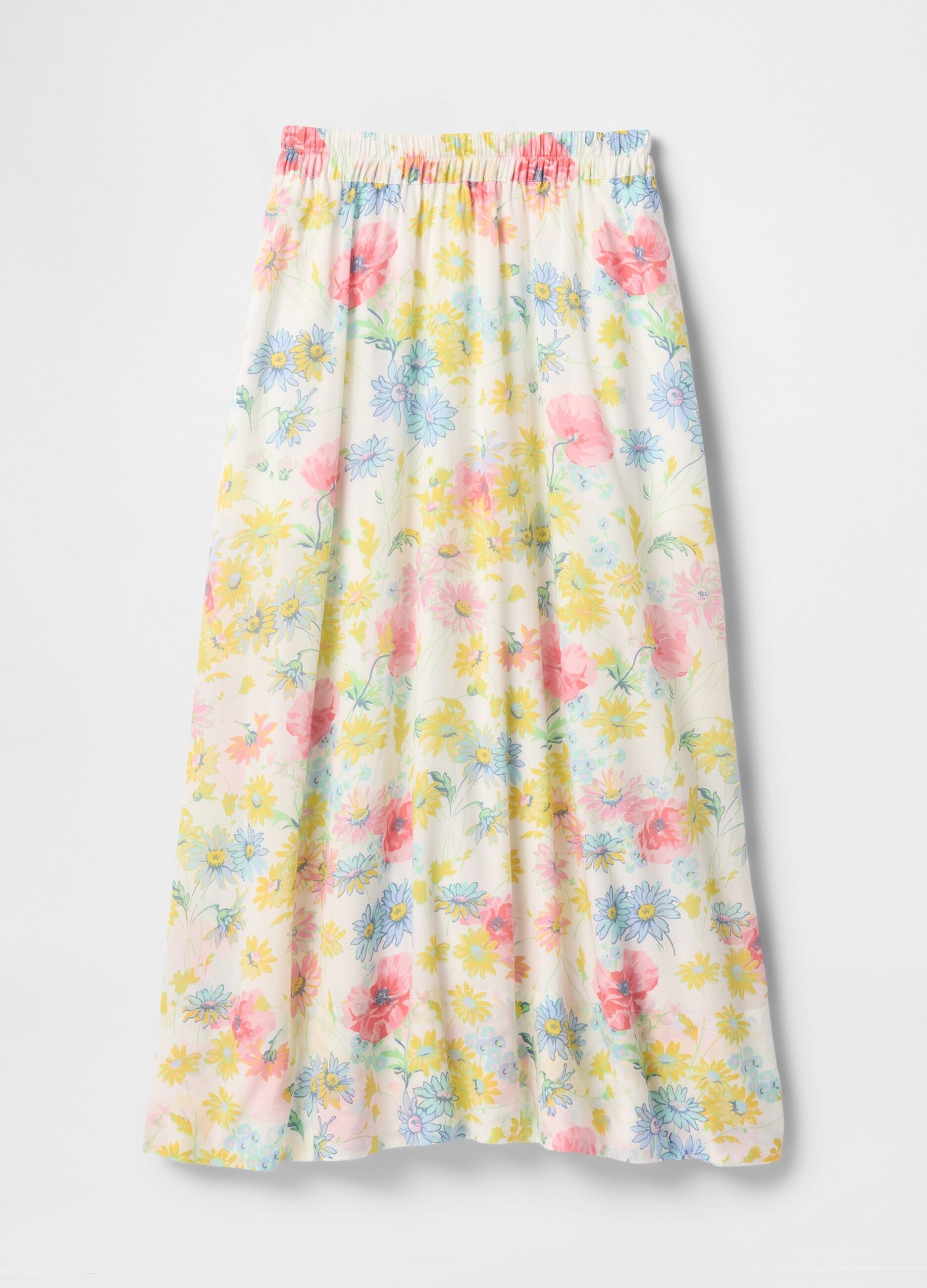 Multicolor floral midi skirt in viscose and cotton blend