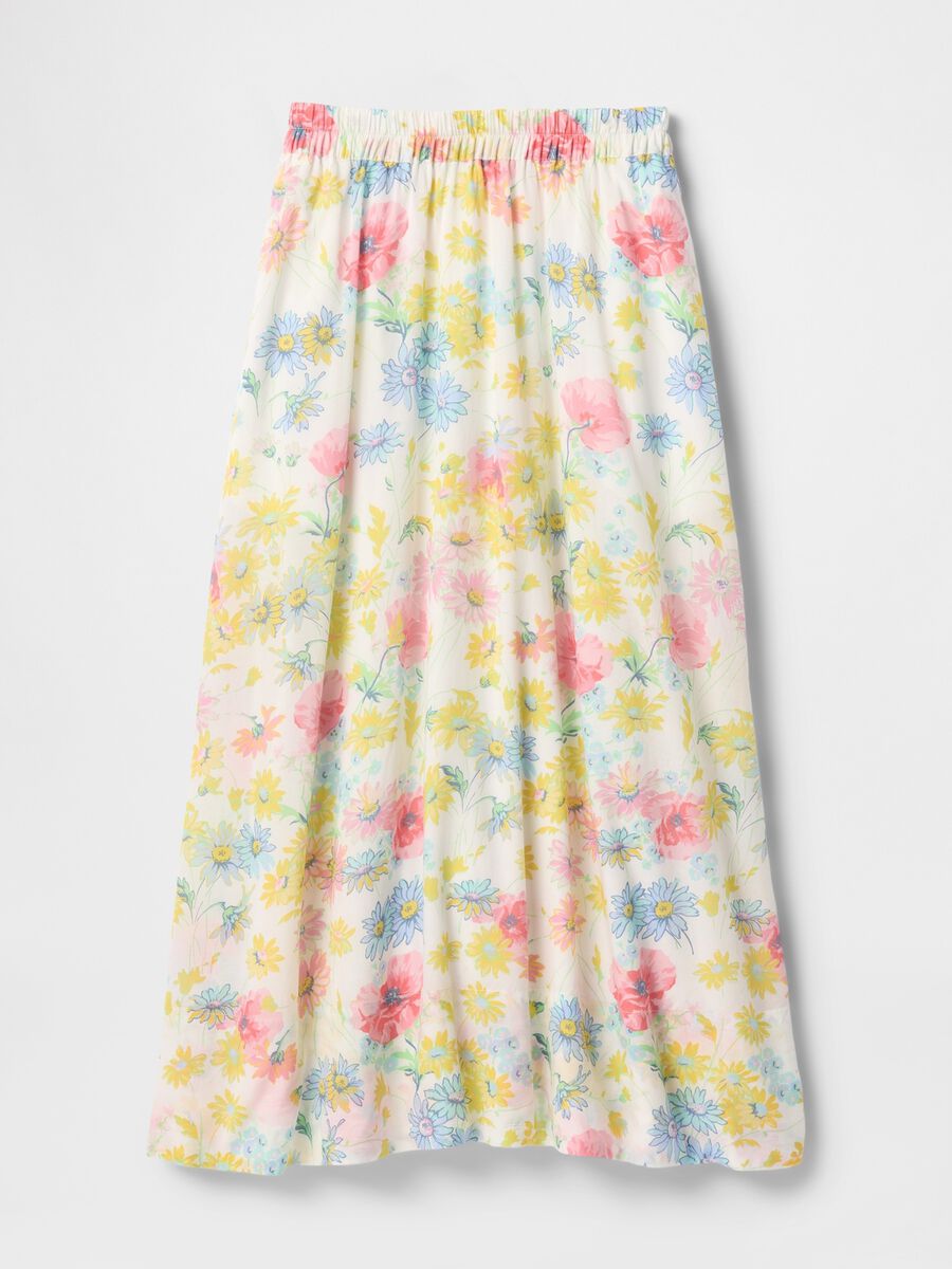 Multicolor floral midi skirt in viscose and cotton blend_4