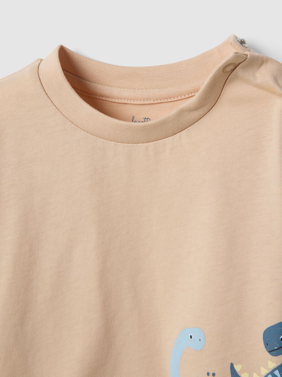 Multicoloured short pyjama in pure cotton for newborns with dinosaurs_2