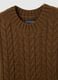Brown regular fit cable knit jumper_1
