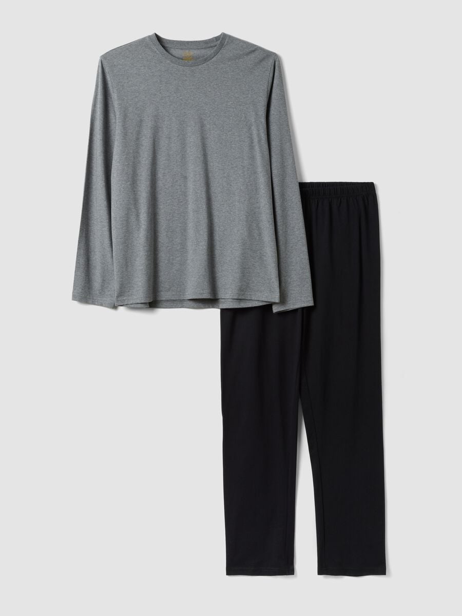 Pigiama grigio in cotone organico con maglia a maniche lunghe_4