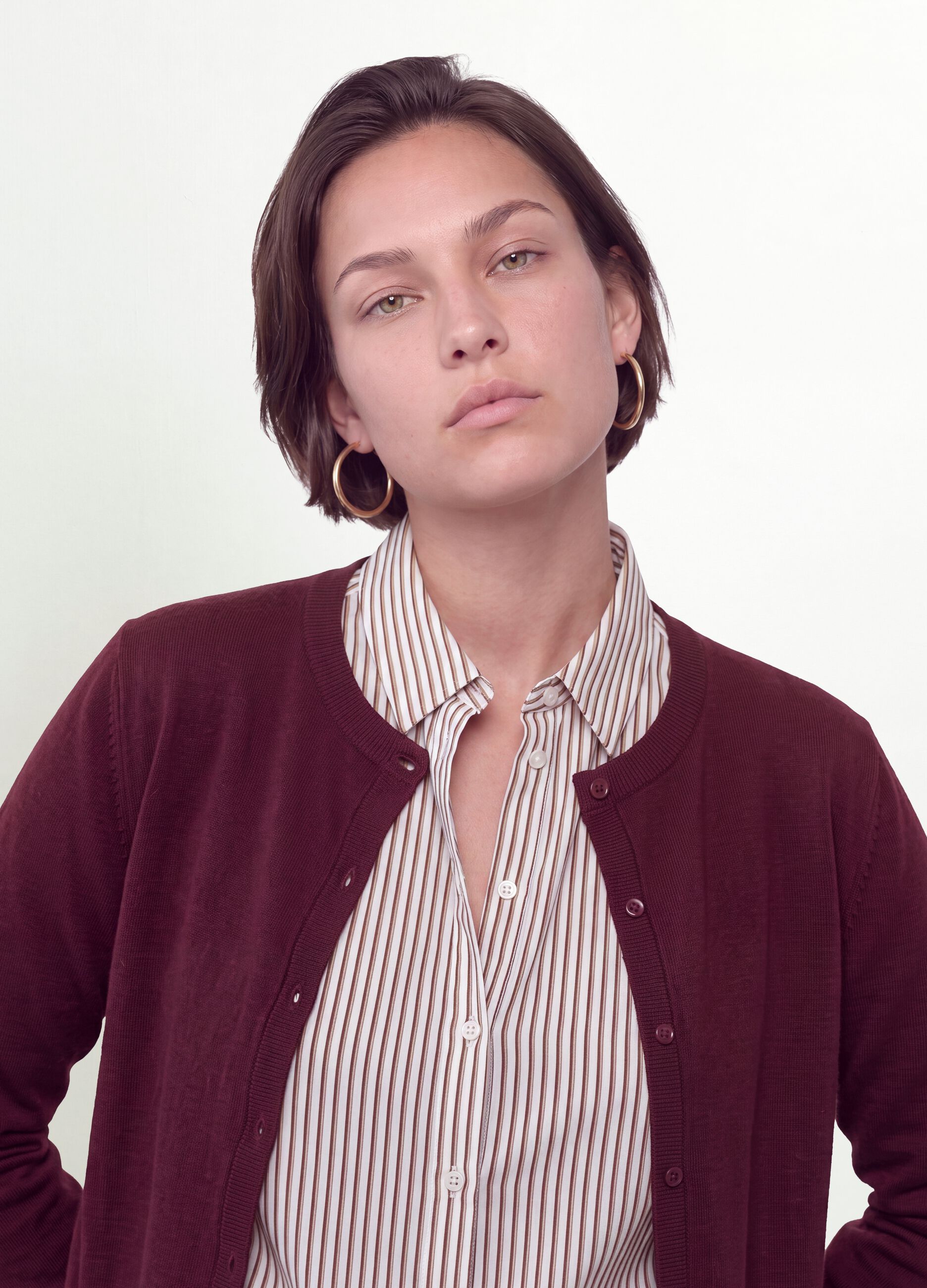 Cardigan rosso in misto viscosa con bottoni regular fit