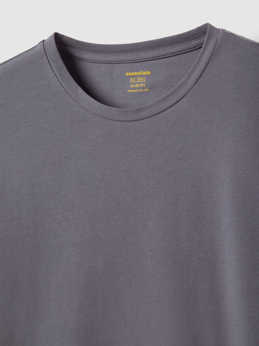 Grey slim fit stretch cotton T-shirt_5