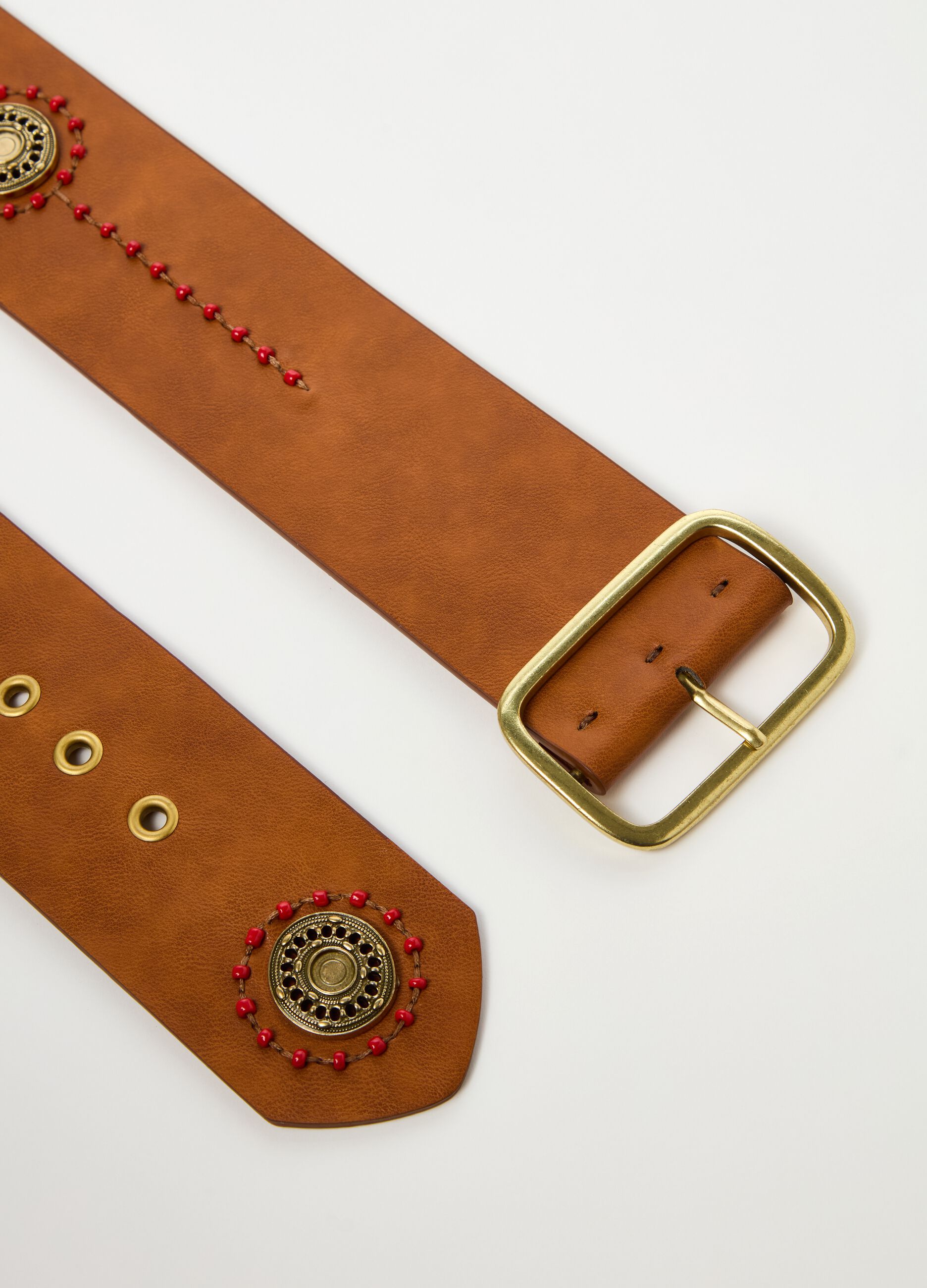 Belt with beads and conchos