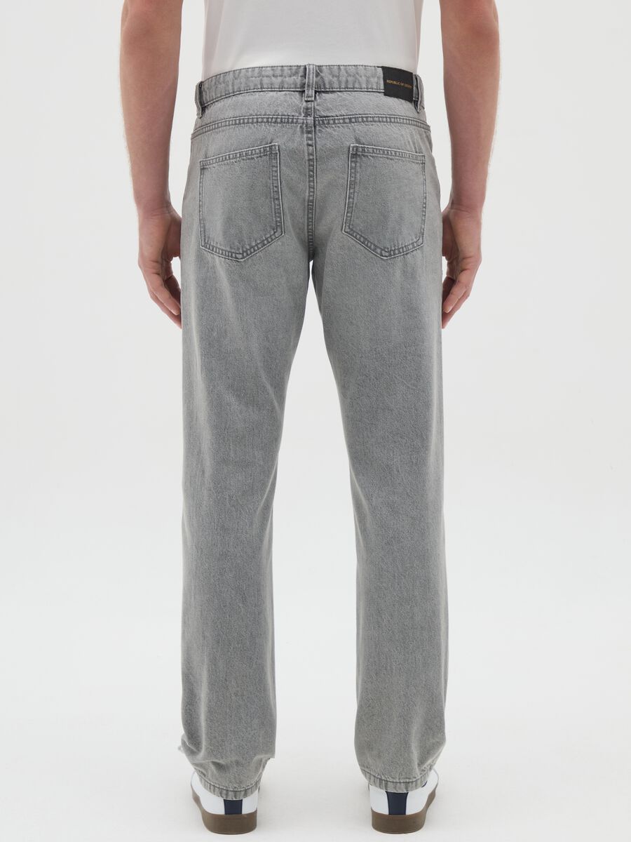 Men's regular fit grey pure cotton jeans_3