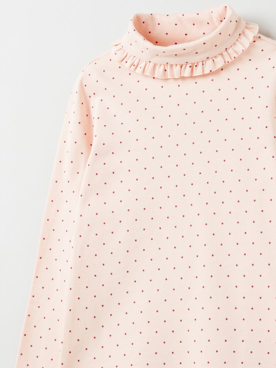 Turtle-neck t-shirt with polka dots print_2