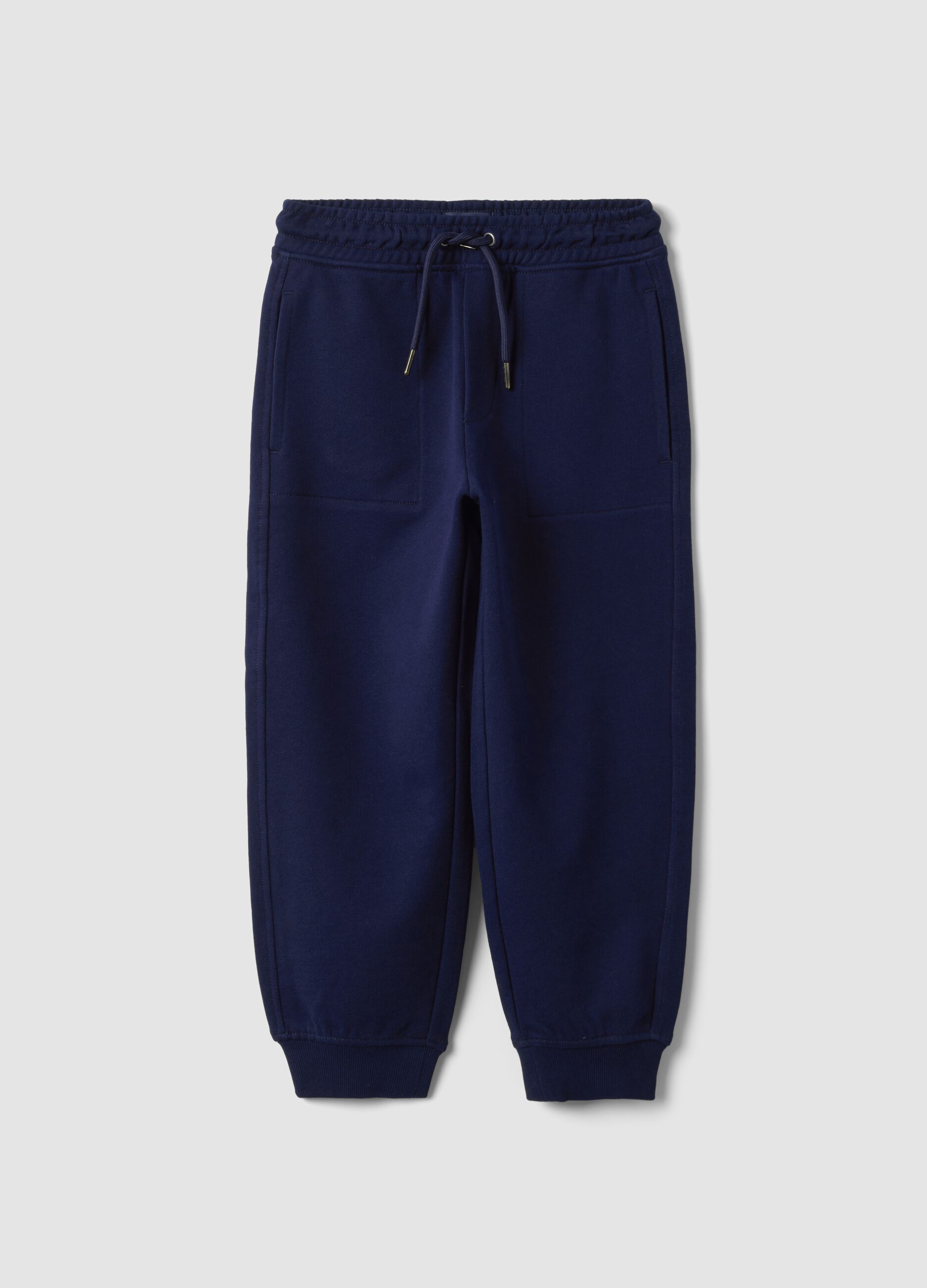 Blue pure cotton joggers with elasticated waist for boys
