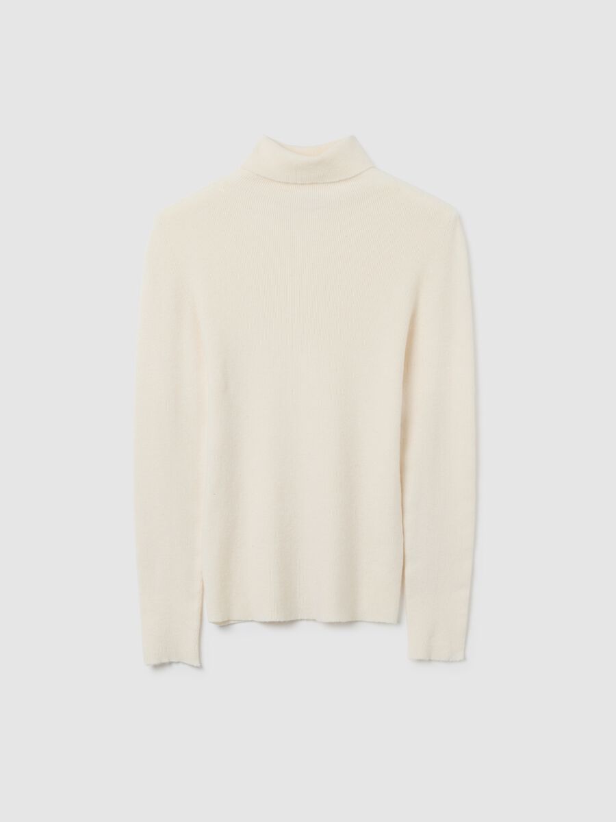 Dolcevita in misto cotone bianco regular fit_4