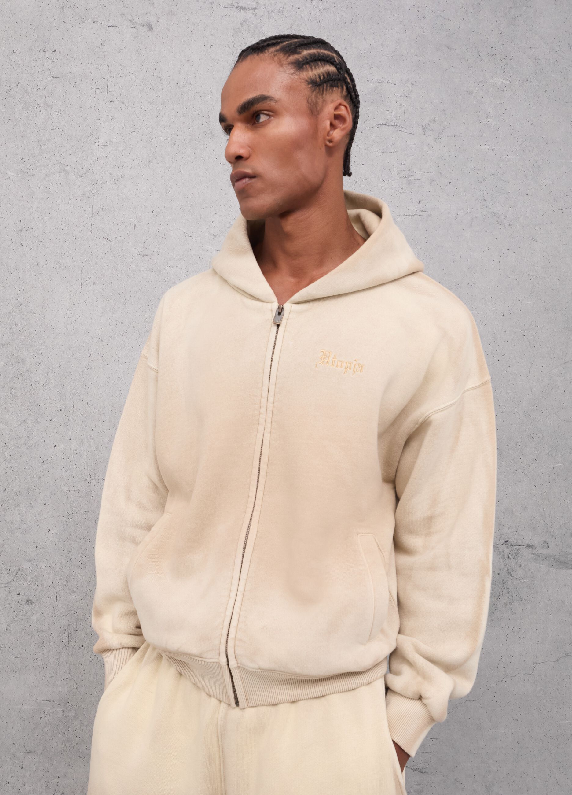 Sunfaded Zip Hoodie Vintage Sand
