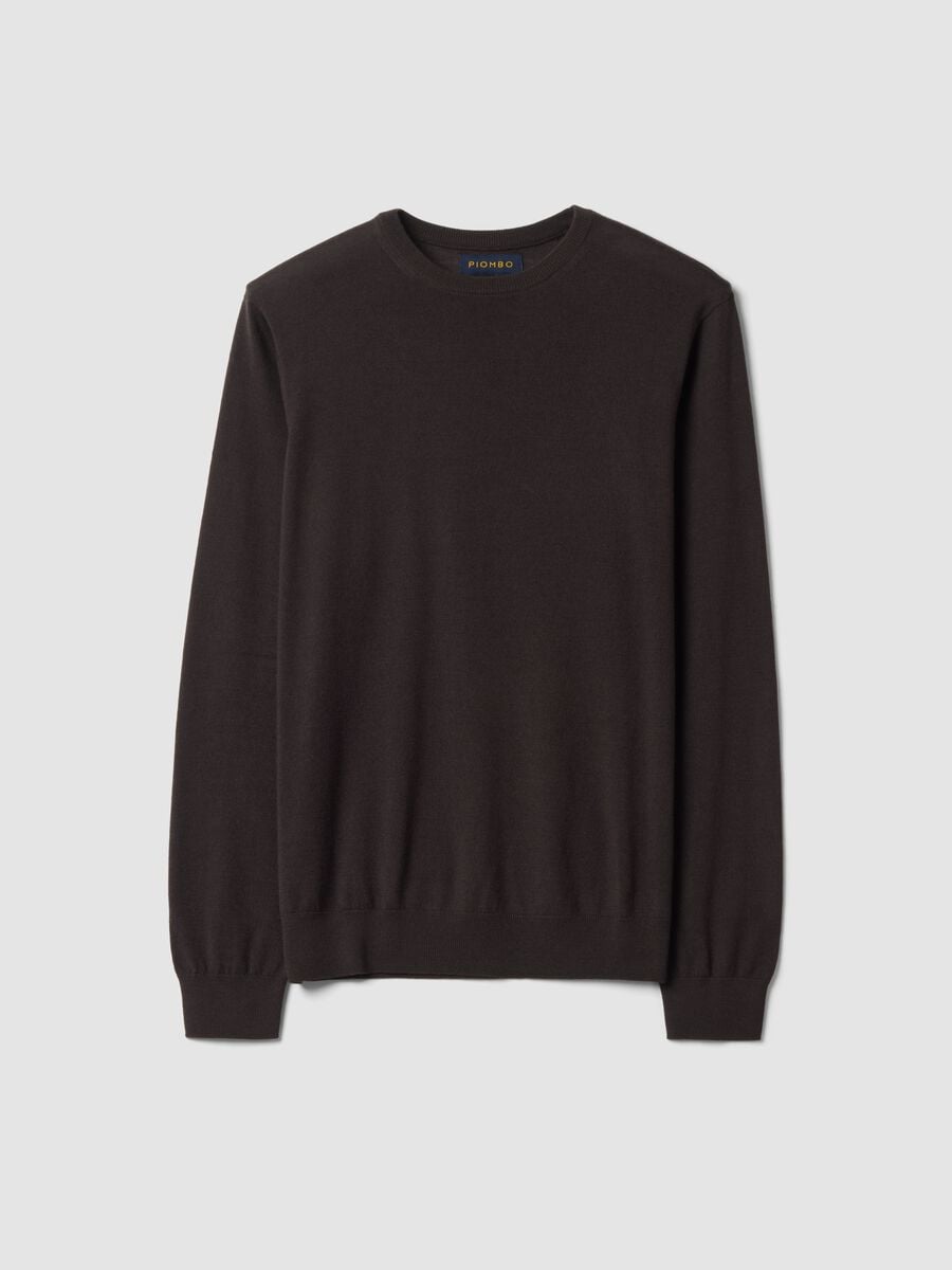 Brown pure merino wool crew-neck jumper, regular fit_4